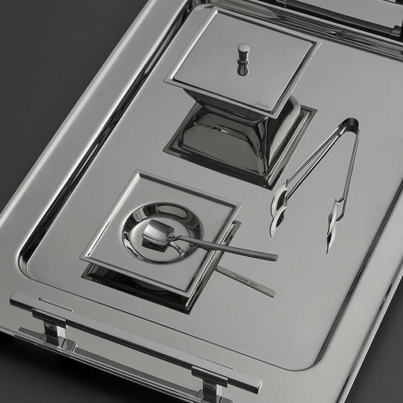Jumbo New 9100 28-Piece Stainless Steel Square Tea Set, Silver - Image 2