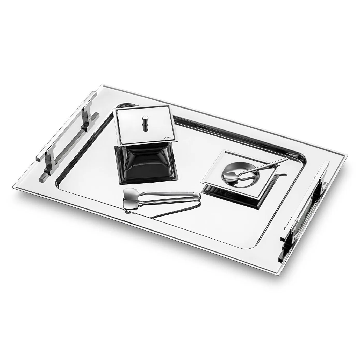 Jumbo New 9100 28-Piece Stainless Steel Square Tea Set, Silver - Image 5
