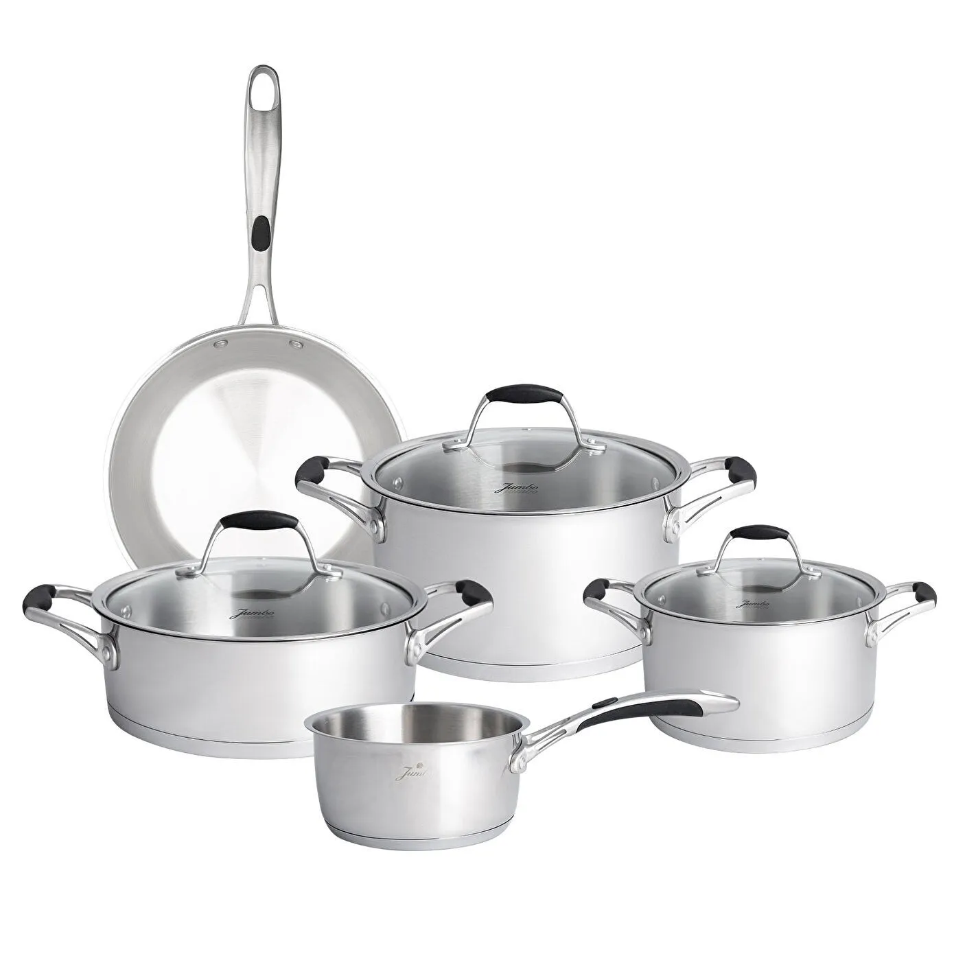Jumbo New Stella 8-Piece Stainless Steel Induction Cookware Set, Silver - Image 2