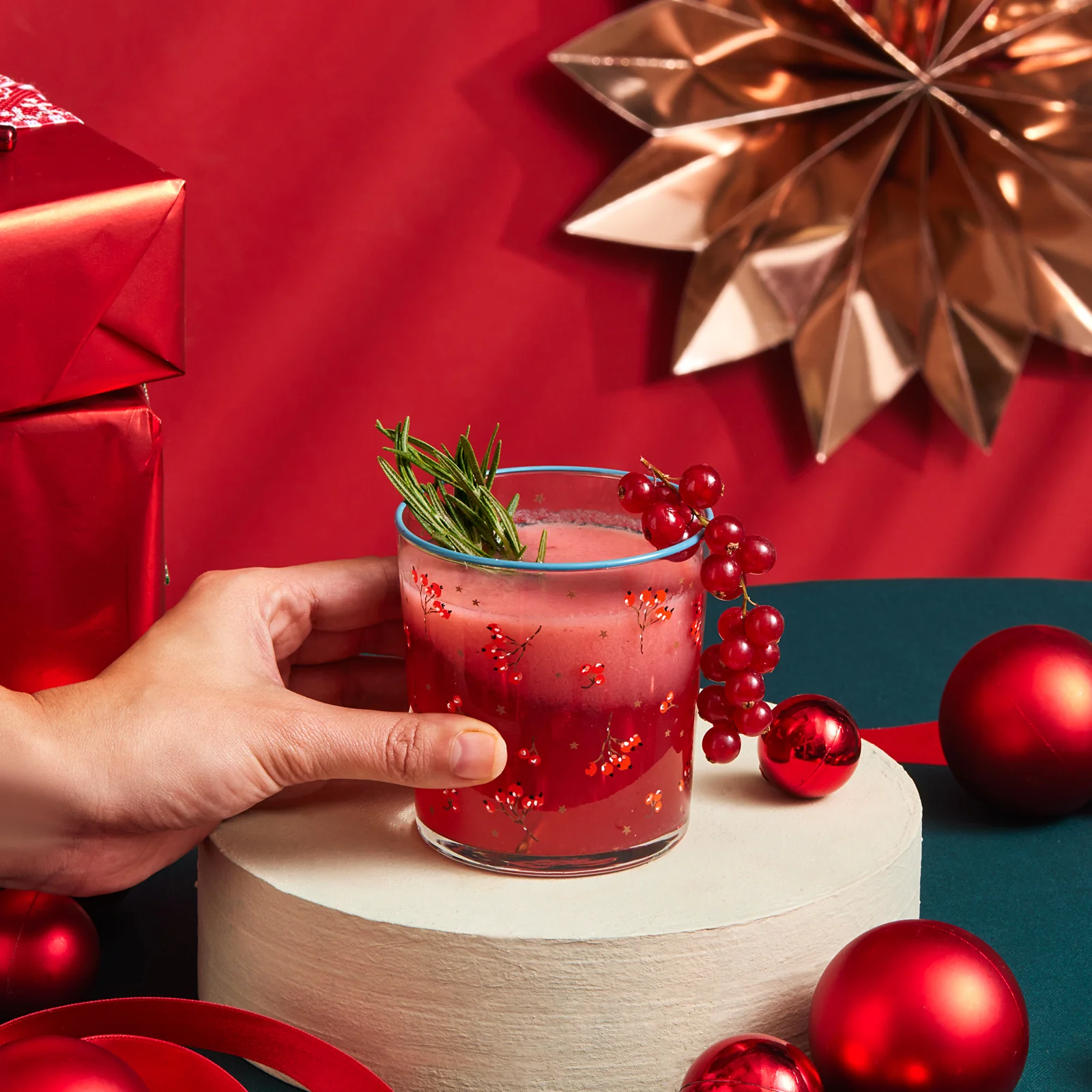 Karaca Home New Year Christmas 3-Piece Butcher's Broom Glass Tumbler Set, 380ml, Multi - Image 3