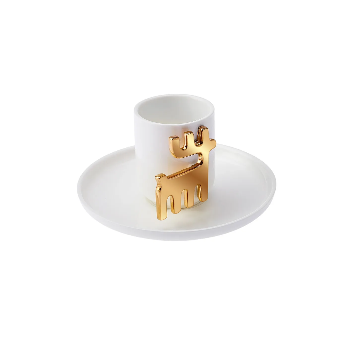 Karaca 50th Anniversary Collection 4-Piece Porcelain Espresso Turkish Coffee Cup Set for 2 People, 80ml, White Multi - Image 4