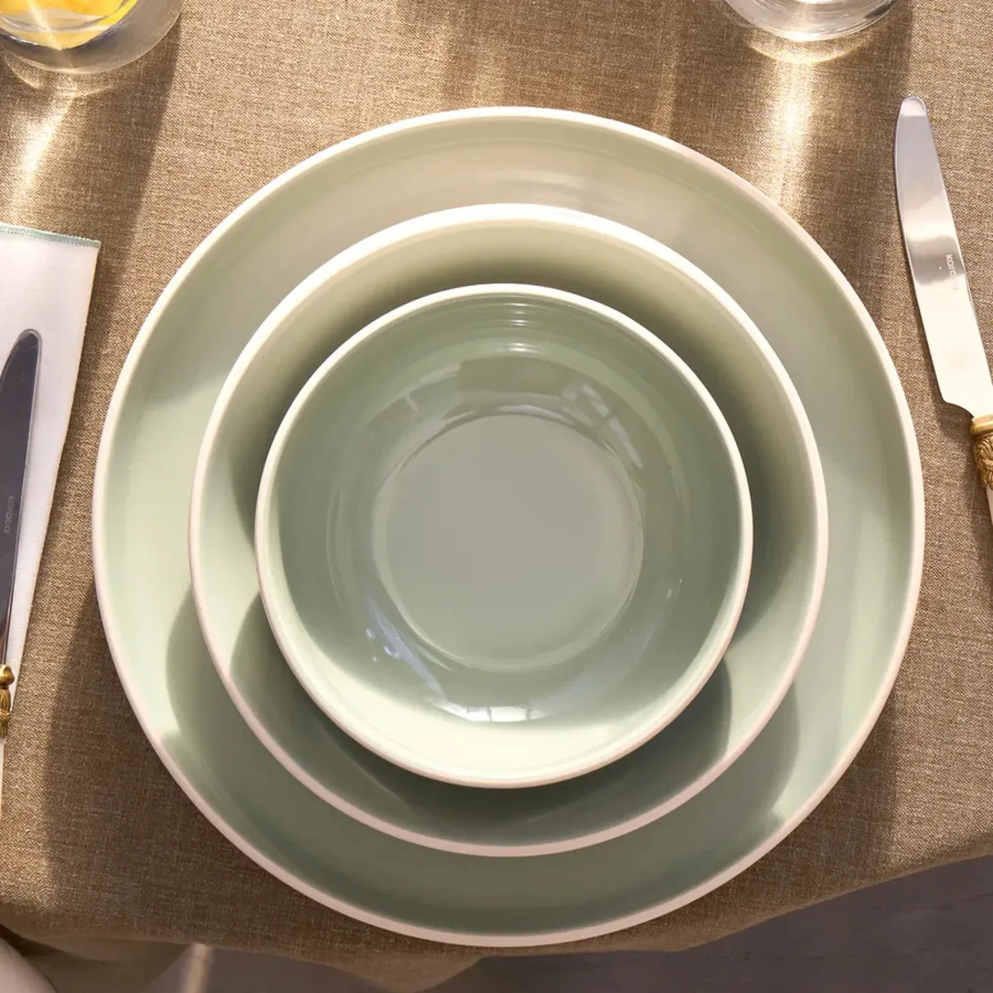 Karaca Abby 24-Piece Stoneware Dinner Set for 6 People, Green - Image 4