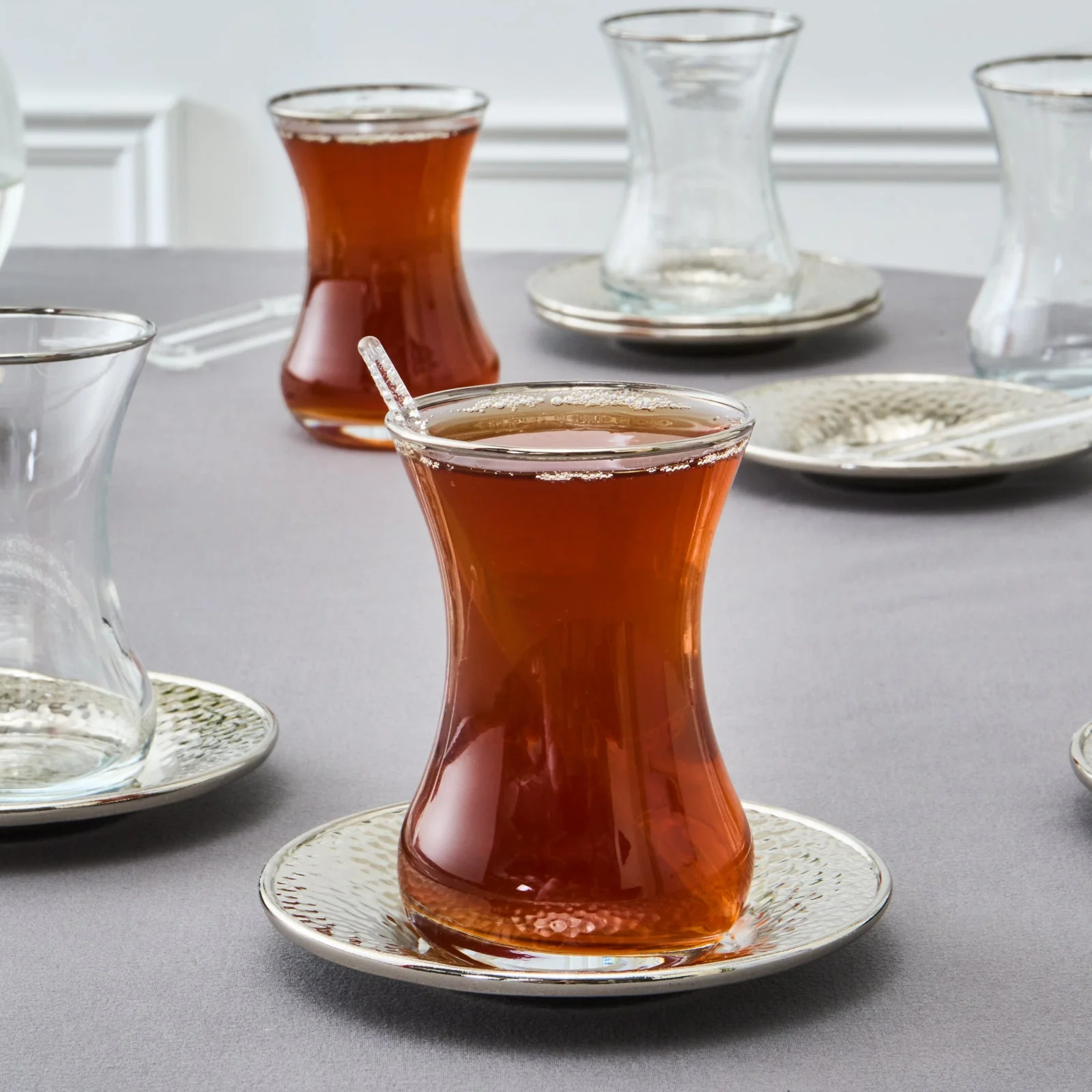 Karaca Ada 18-Piece Turkish Tea Set for 6 People, 130ml, Platin - Image 3
