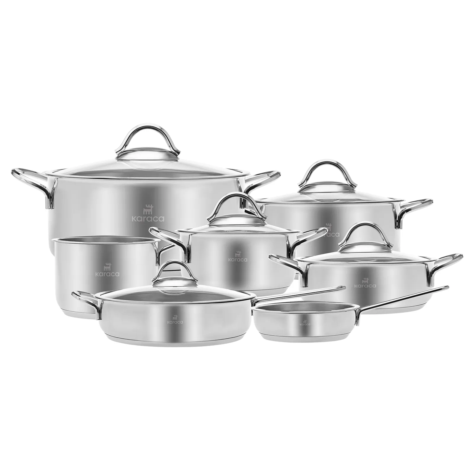 Karaca Ada 7-Piece Stainless Steel Induction Cookware Set, Silver - Image 9