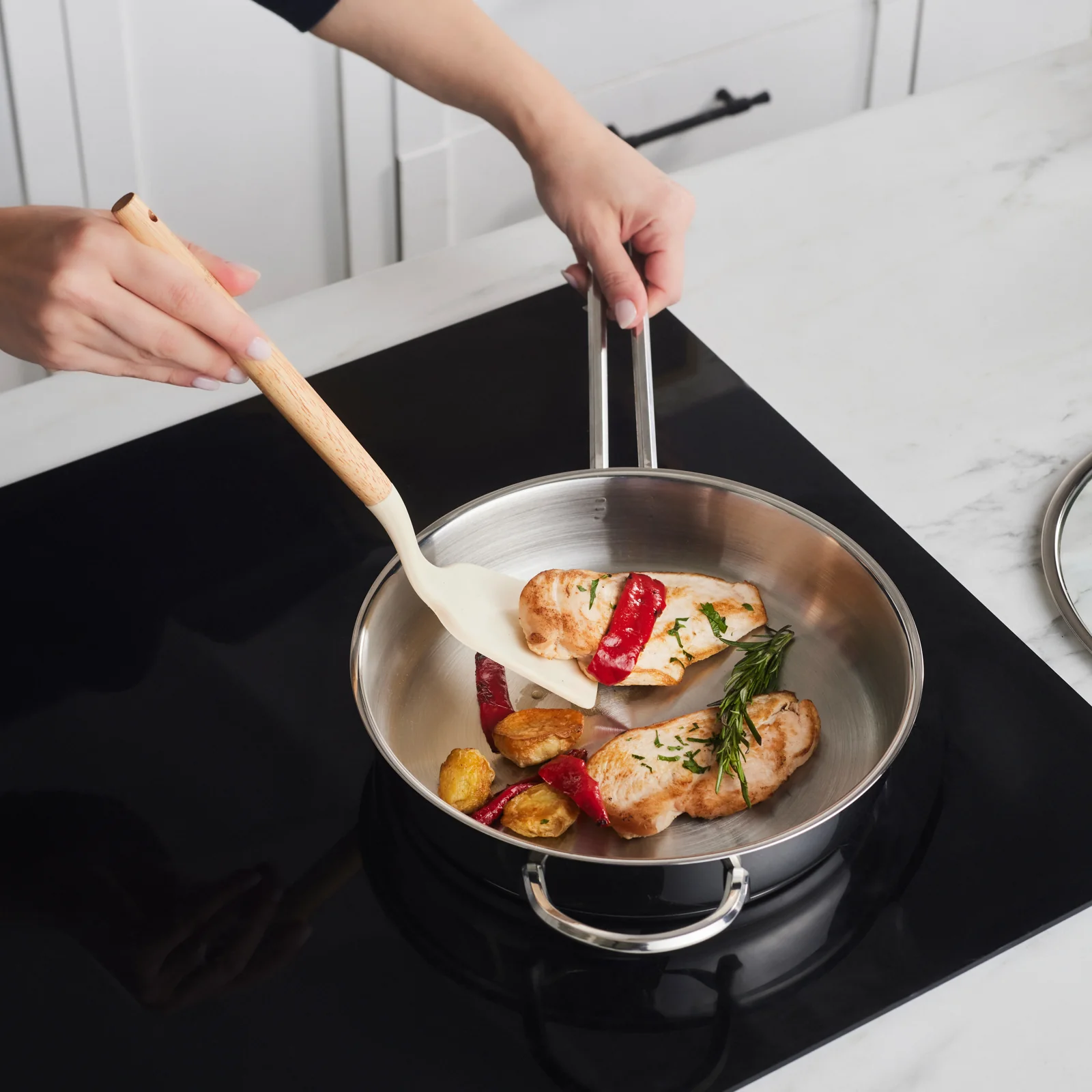 Karaca Ada V2 12-Piece Stainless Steel Induction Cookware Set, Silver - Image 5