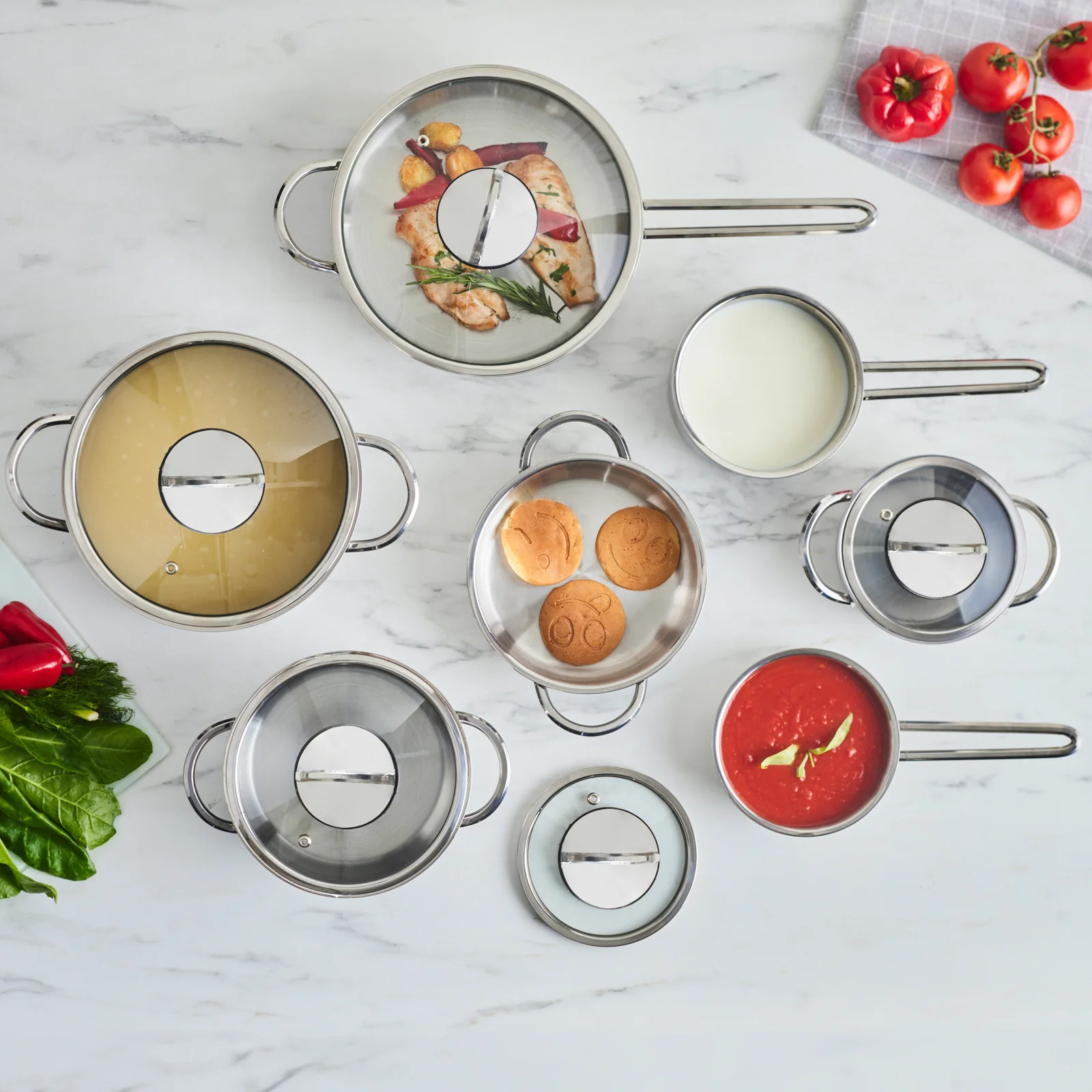 Karaca Ada V2 12-Piece Stainless Steel Induction Cookware Set, Silver - Image 8