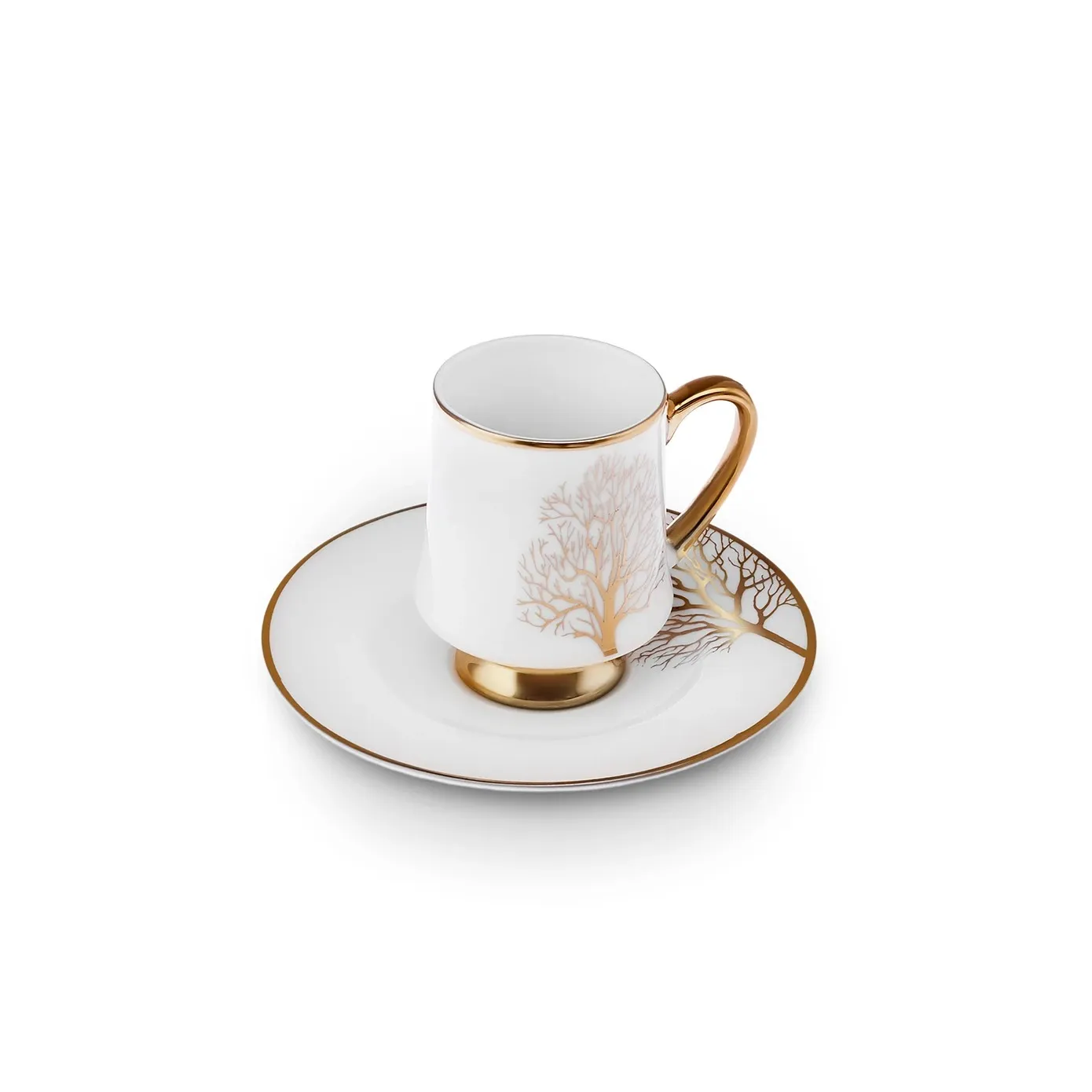 Karaca Afra 12-Piece Bone China Espresso Turkish Coffee Cup Set for 6 People, 90ml, White - Image 3
