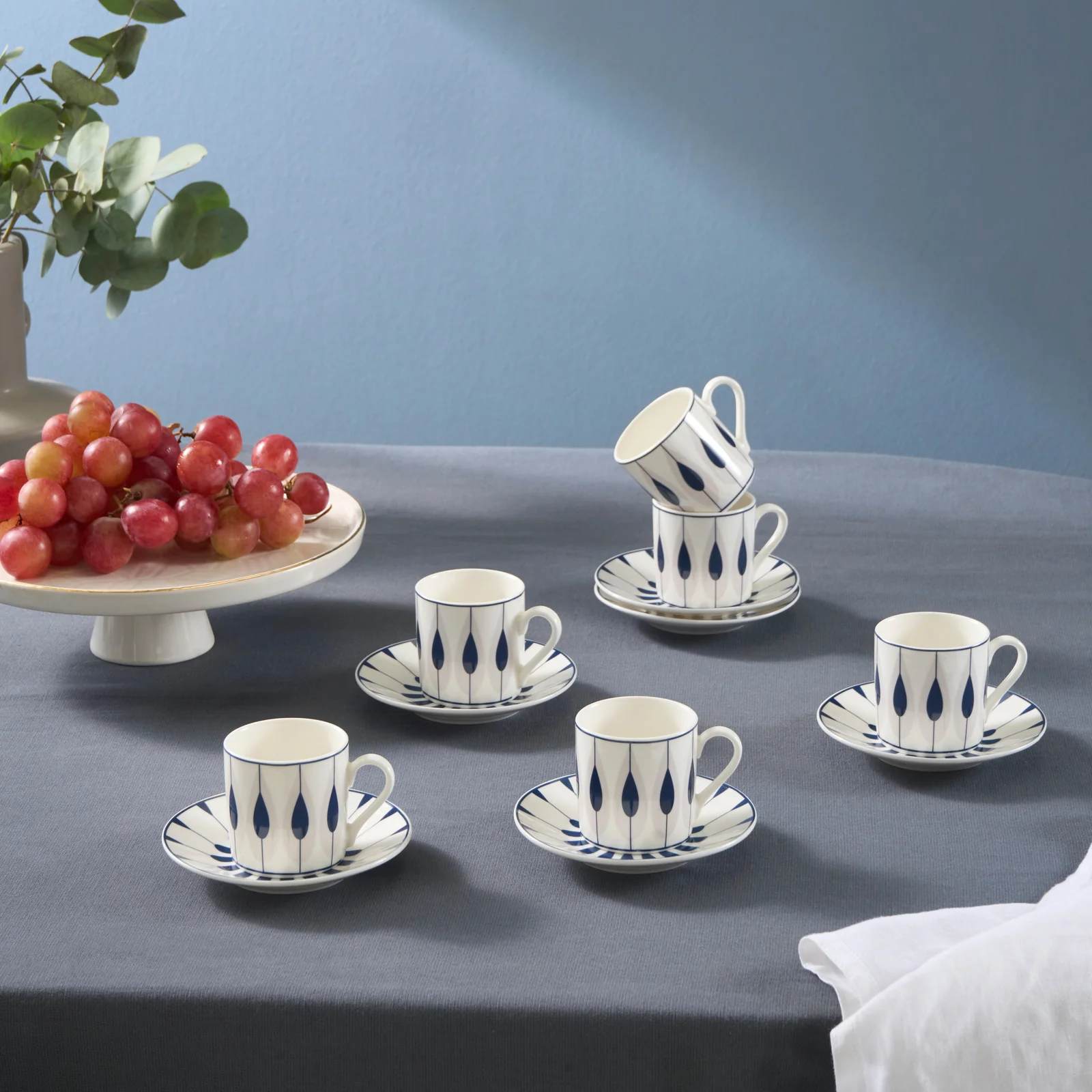 Karaca Ahenk 12-Piece Bone China Espresso Turkish Coffee Cup for 6 People, 80ml, Multi