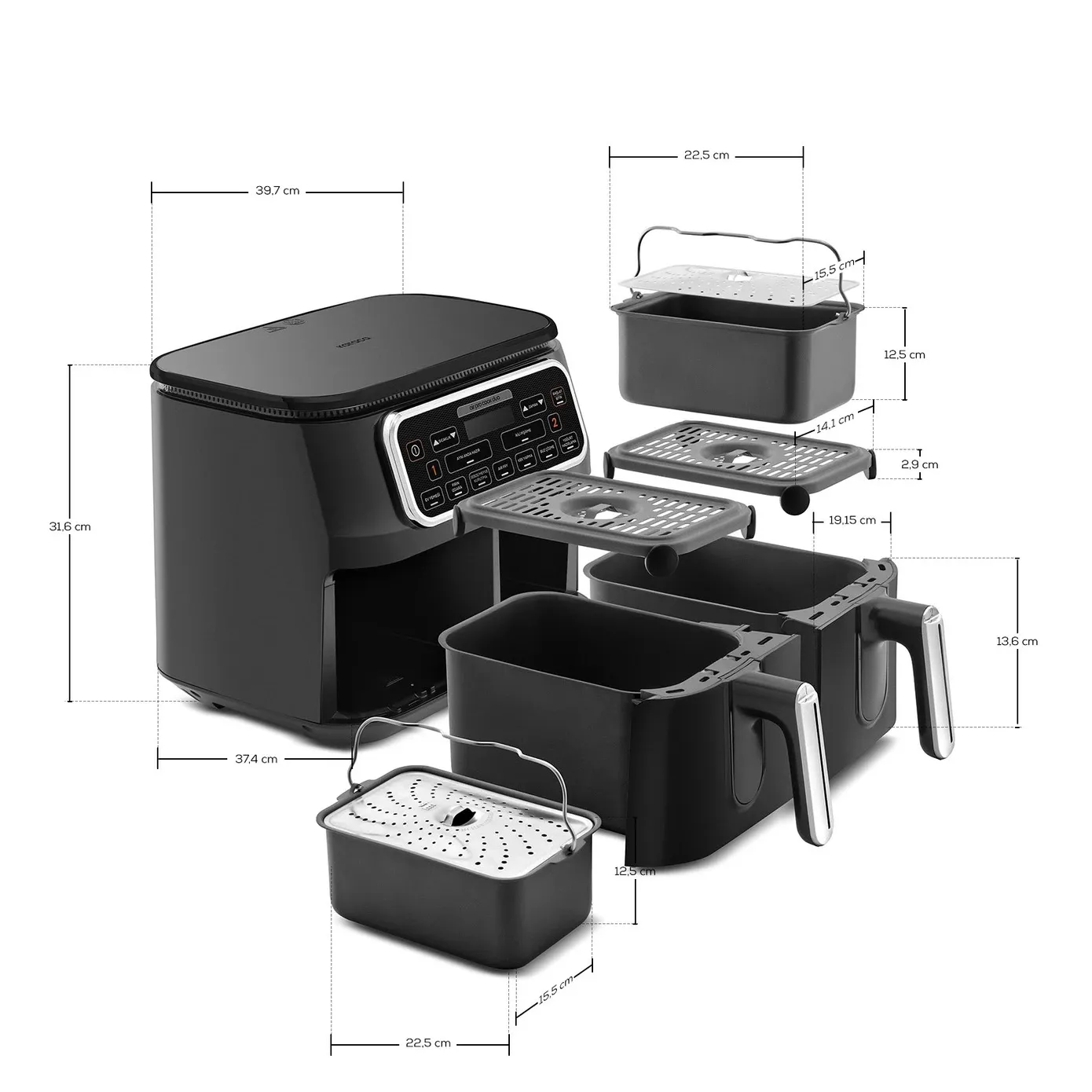 Karaca Air Cook Duo 2-in-1 Air Fryer with Stew Function, 8L, 2500W, Black Chrome - Image 10