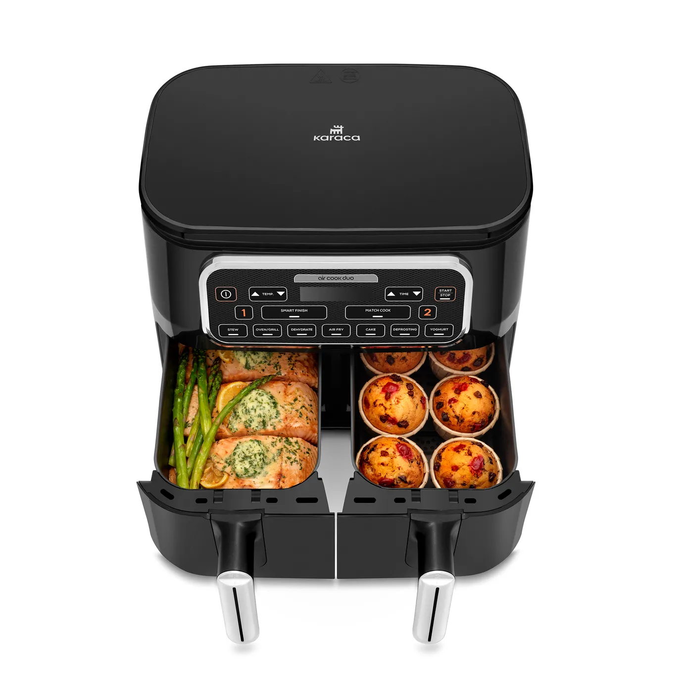 Karaca Air Cook Duo 2-in-1 Air Fryer with Stew Function, 8L, 2500W, Black Chrome - Image 7