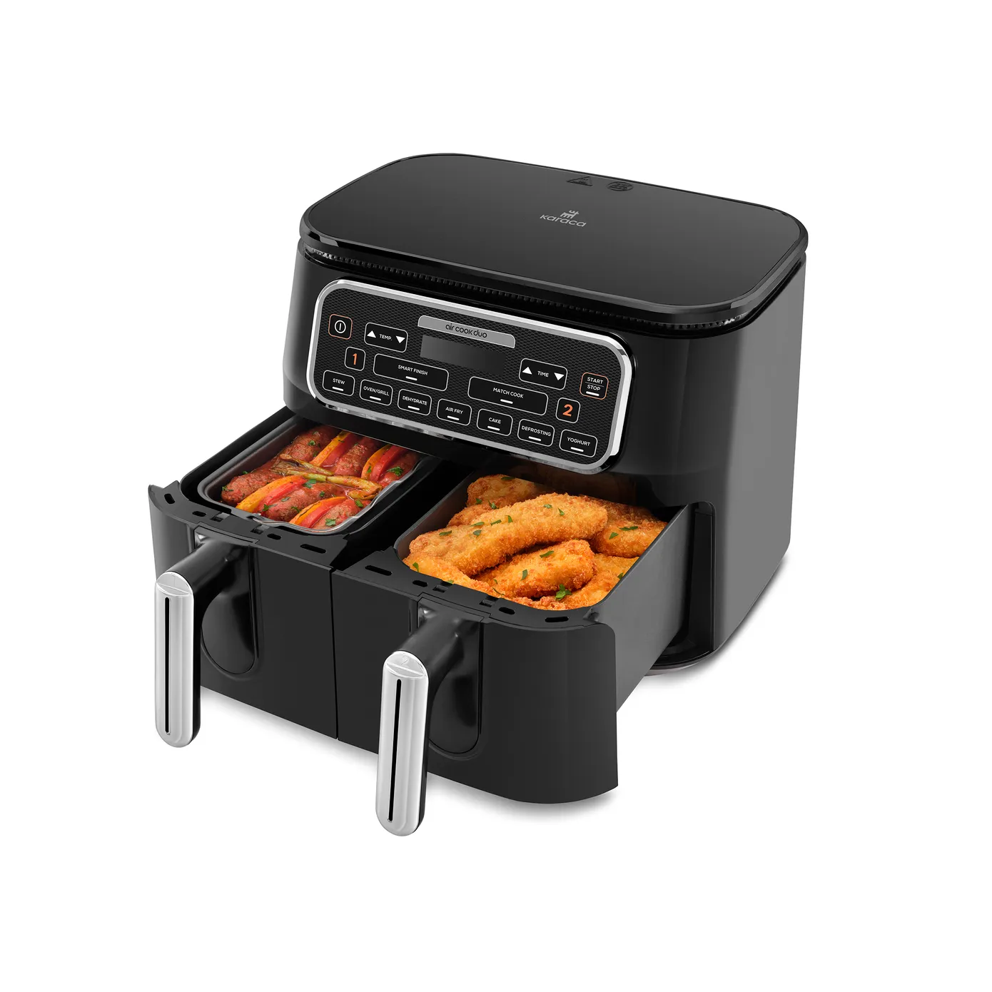Karaca Air Cook Duo 2-in-1 Air Fryer with Stew Function, 8L, 2500W, Black Chrome - Image 8