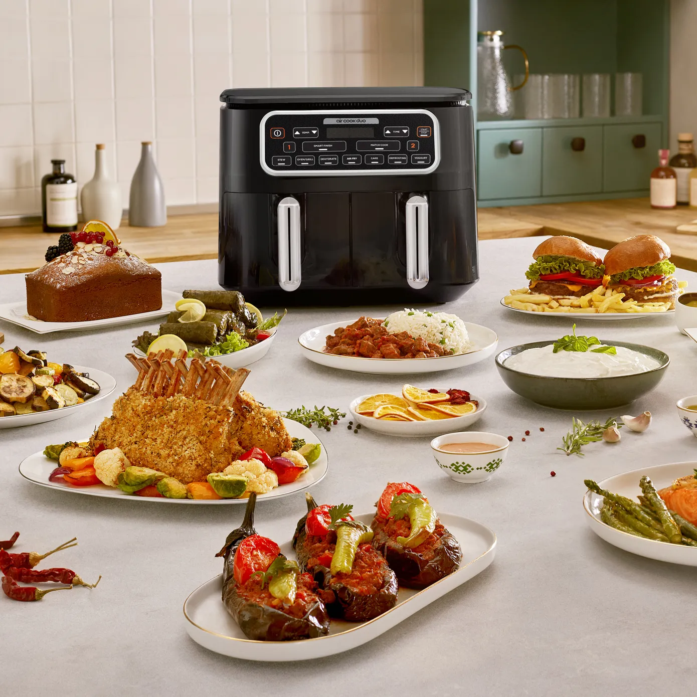 Karaca Air Cook Duo 2-in-1 Air Fryer with Stew Function, 8L, 2500W, Starlight - Image 3