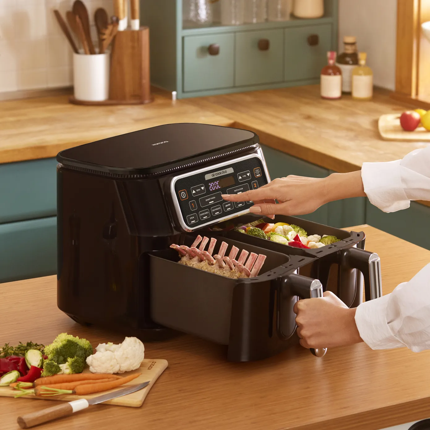 Karaca Air Cook Duo 2-in-1 Air Fryer with Stew Function, 8L, 2500W, Starlight - Image 5