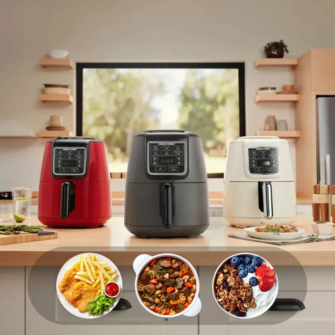Karaca Air Cook XL 2 in 1 Air Fryer, 4L, 1550W, Space Grey - Image 3