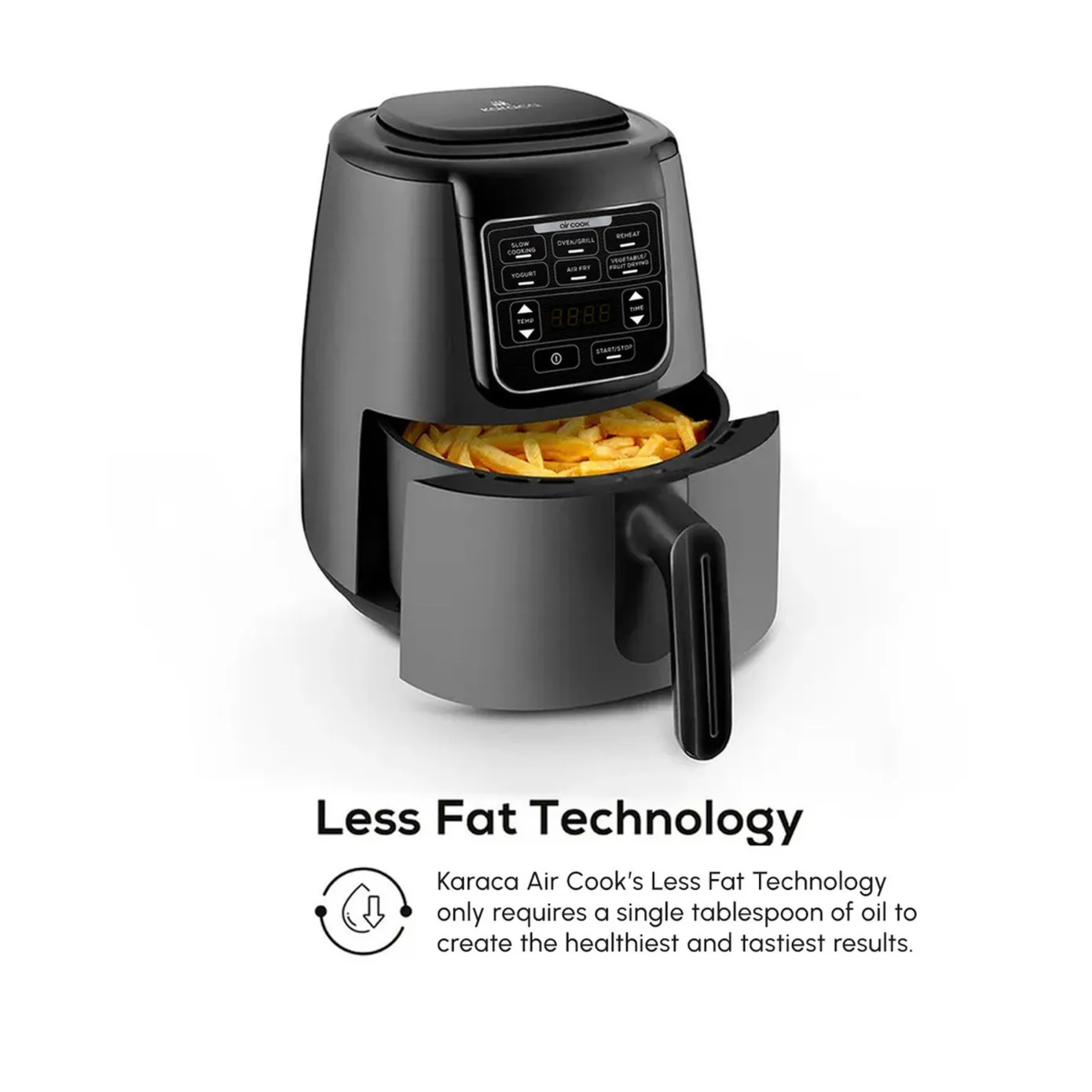 Karaca Air Cook XL 2 in 1 Air Fryer, 4L, 1550W, Space Grey - Image 4