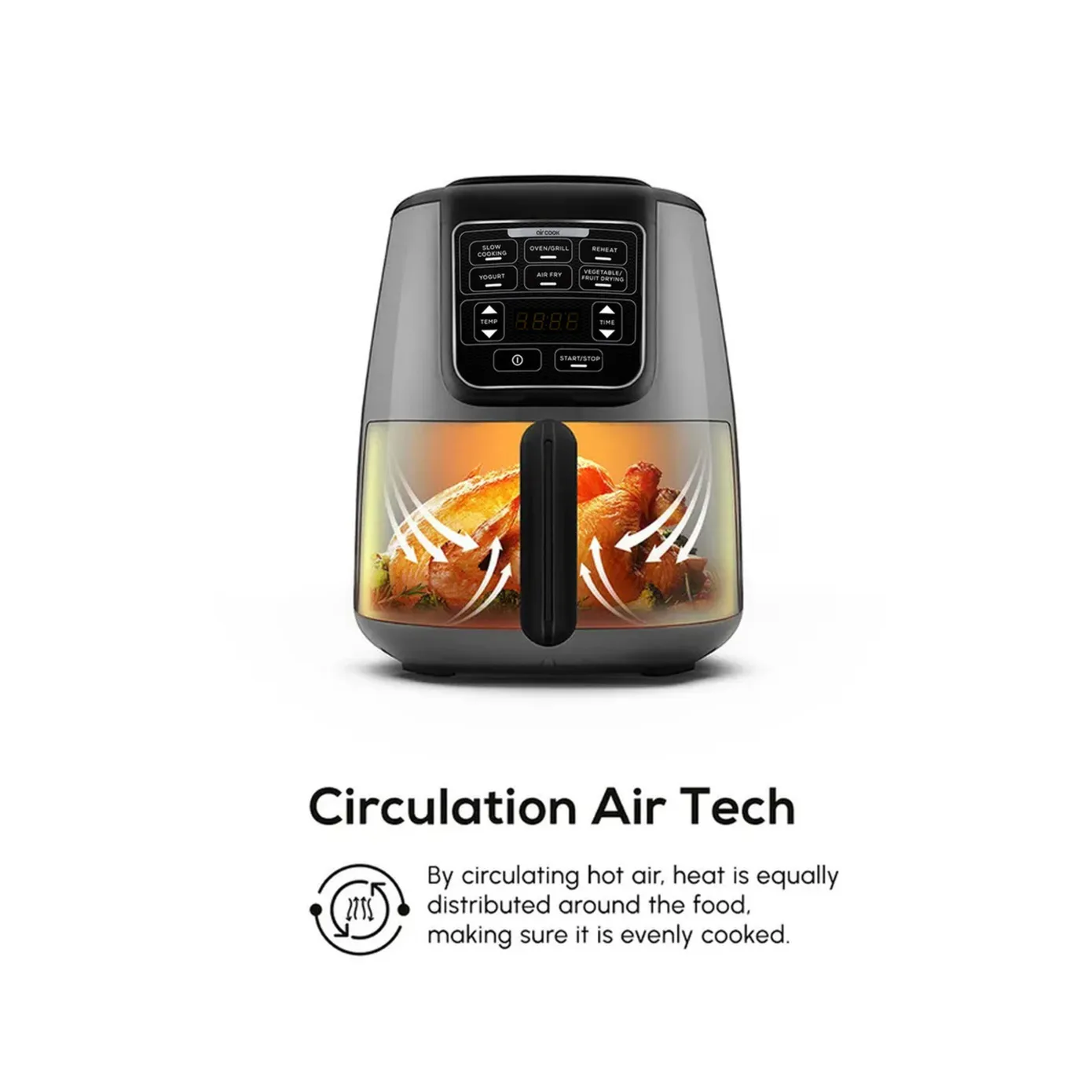 Karaca Air Cook XL 2 in 1 Air Fryer, 4L, 1550W, Space Grey - Image 5