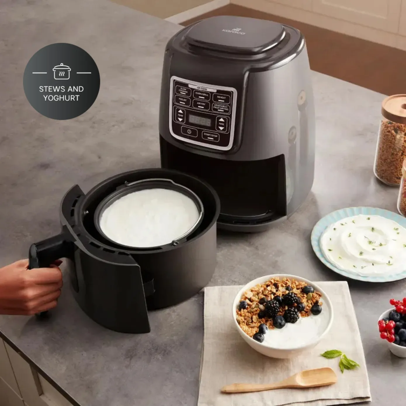 Karaca Air Cook XL 2 in 1 Air Fryer, 4L, 1550W, Space Grey - Image 6