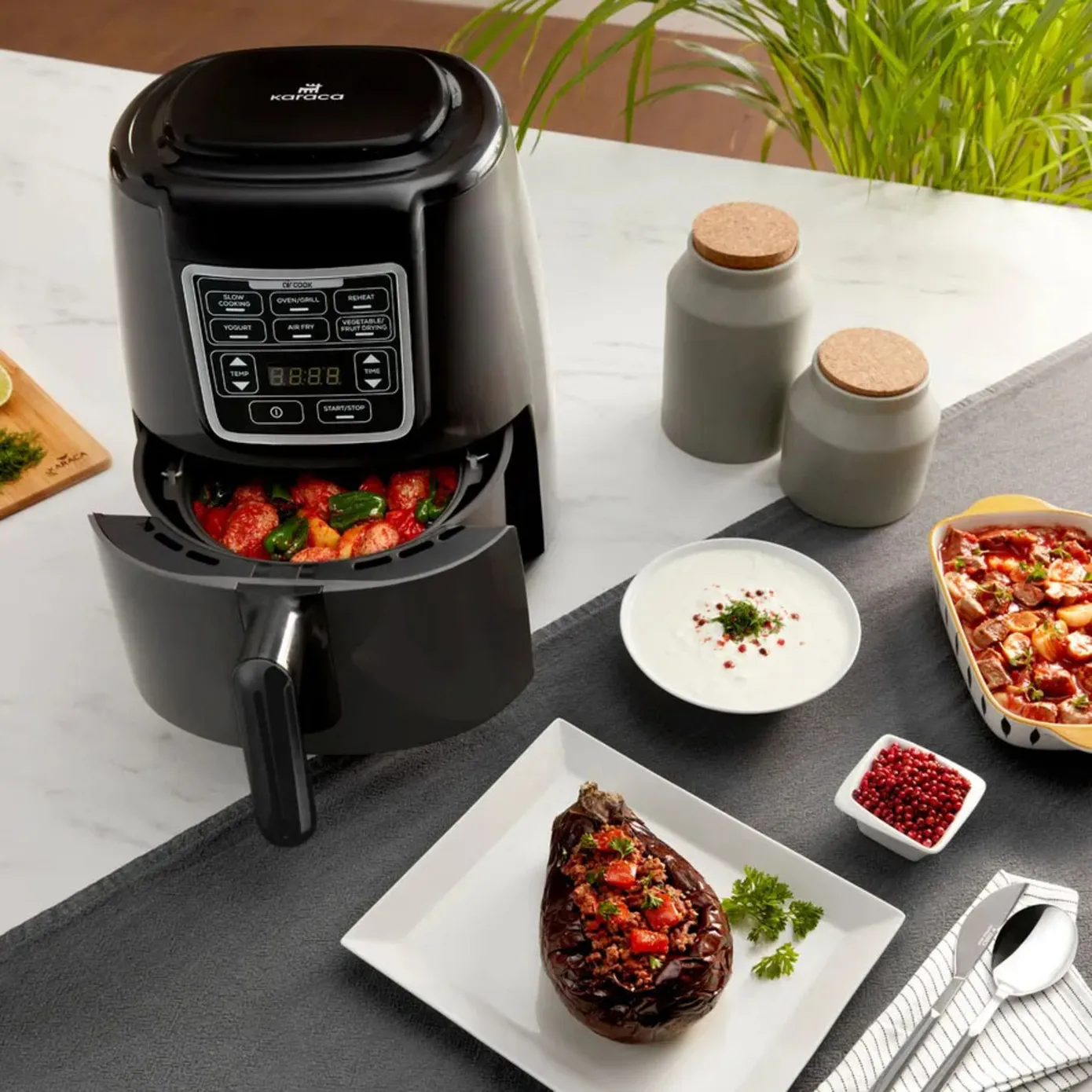 Karaca Air Cook XL 2 in 1 Air Fryer, 4L, 1550W, Space Grey - Image 7