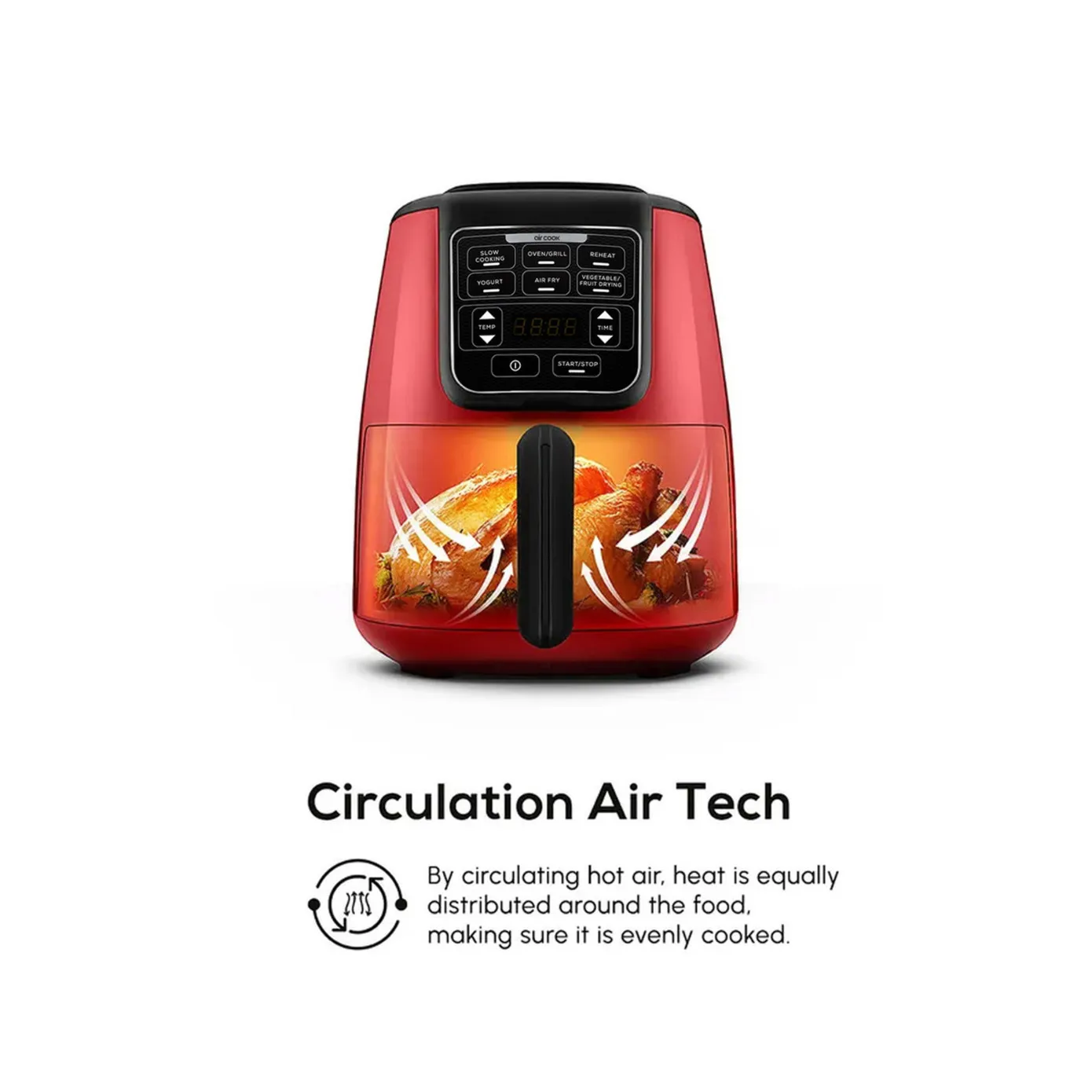 Karaca Air Cook XL 2 in 1 Air Fryer with Stew Function, 4L, 1550W, Ruby - Image 5
