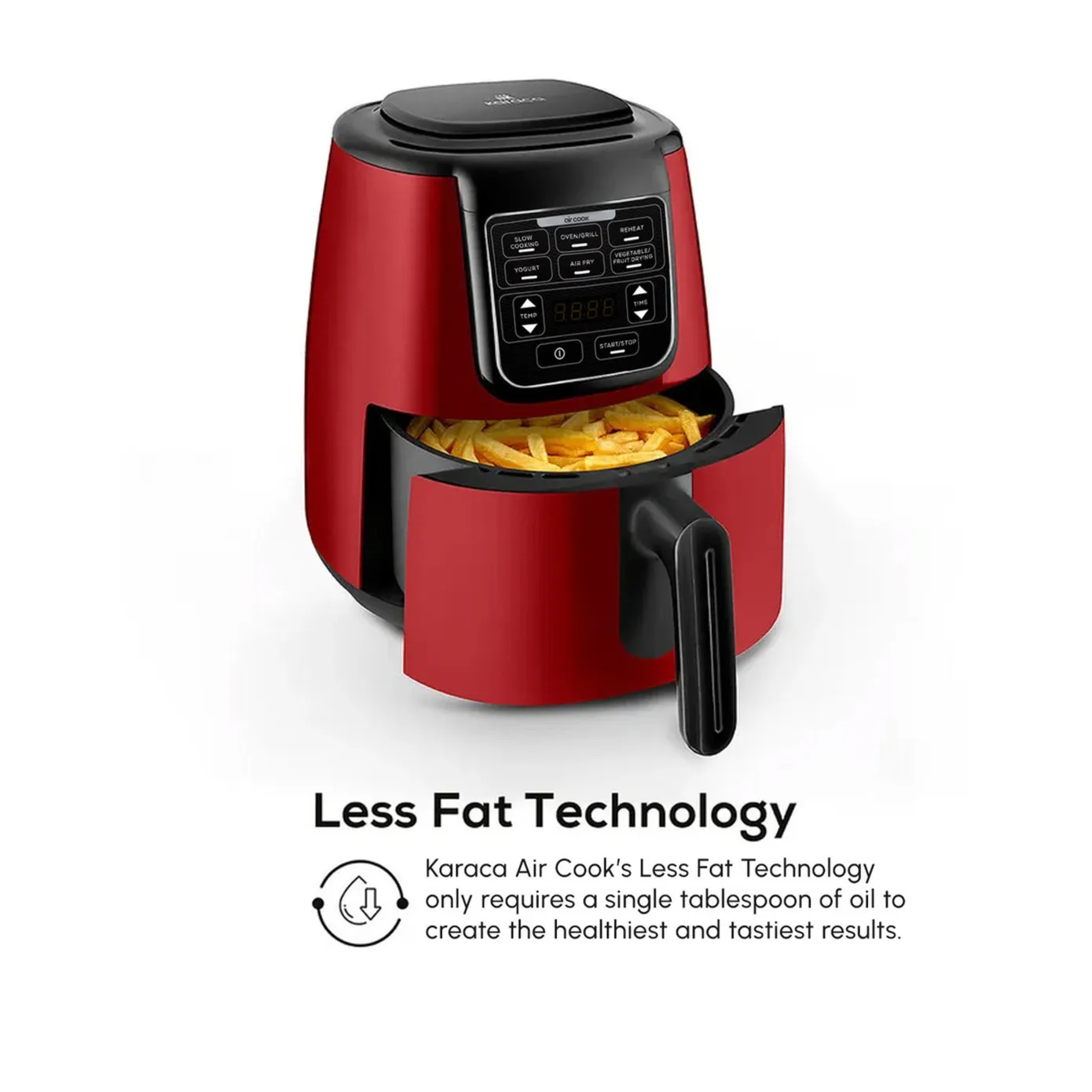 Karaca Air Cook XL 2 in 1 Air Fryer with Stew Function, 4L, 1550W, Ruby - Image 6
