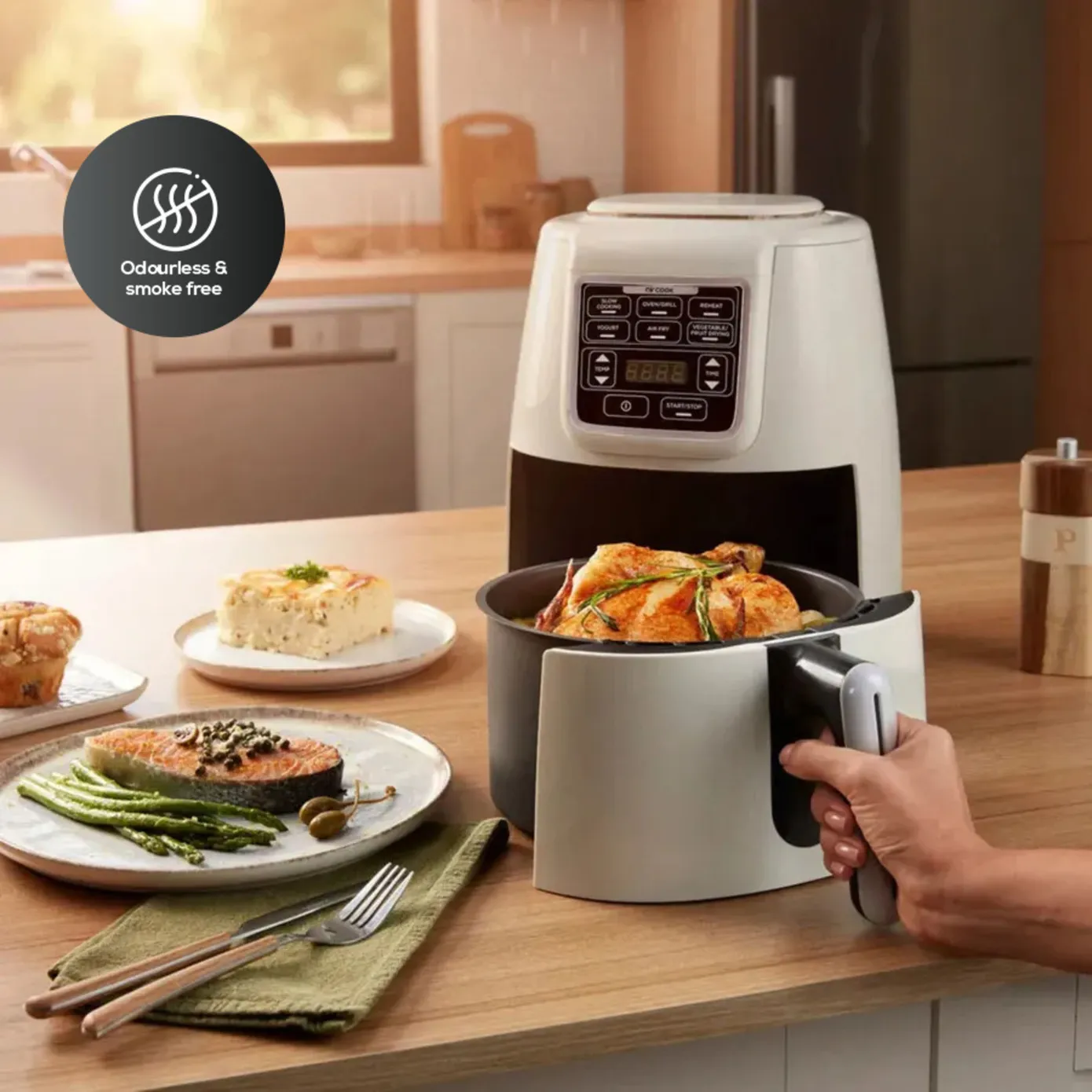 Karaca Air Cook XL 2 in 1 Air Fryer with Stew Function, 4L, 1550W, Starlight - Image 4