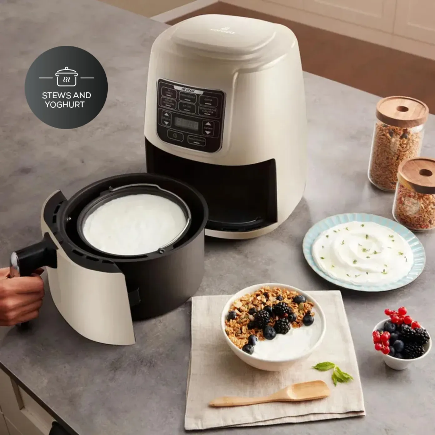 Karaca Air Cook XL 2 in 1 Air Fryer with Stew Function, 4L, 1550W, Starlight - Image 6