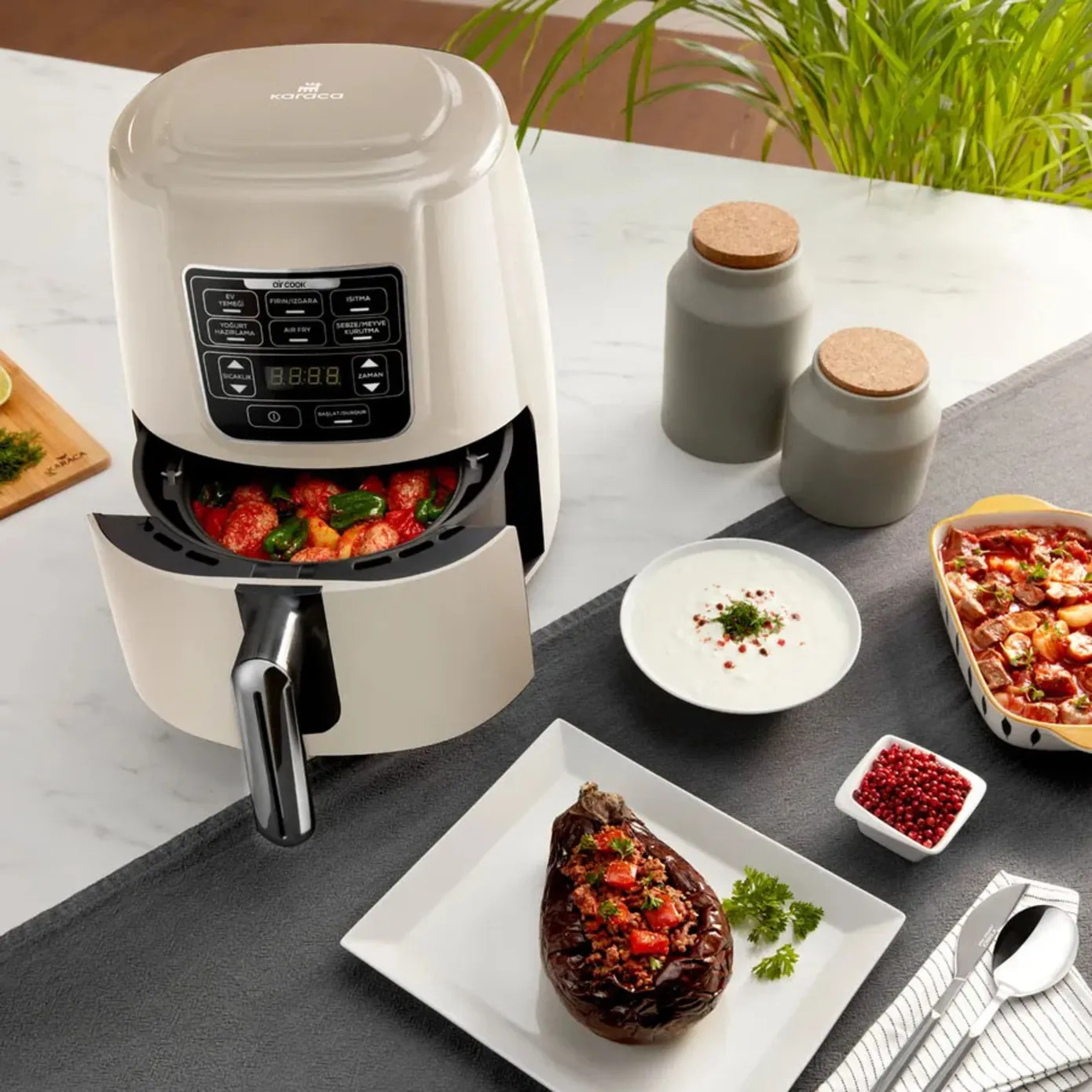 Karaca Air Cook XL 2 in 1 Air Fryer with Stew Function, 4L, 1550W, Starlight - Image 7