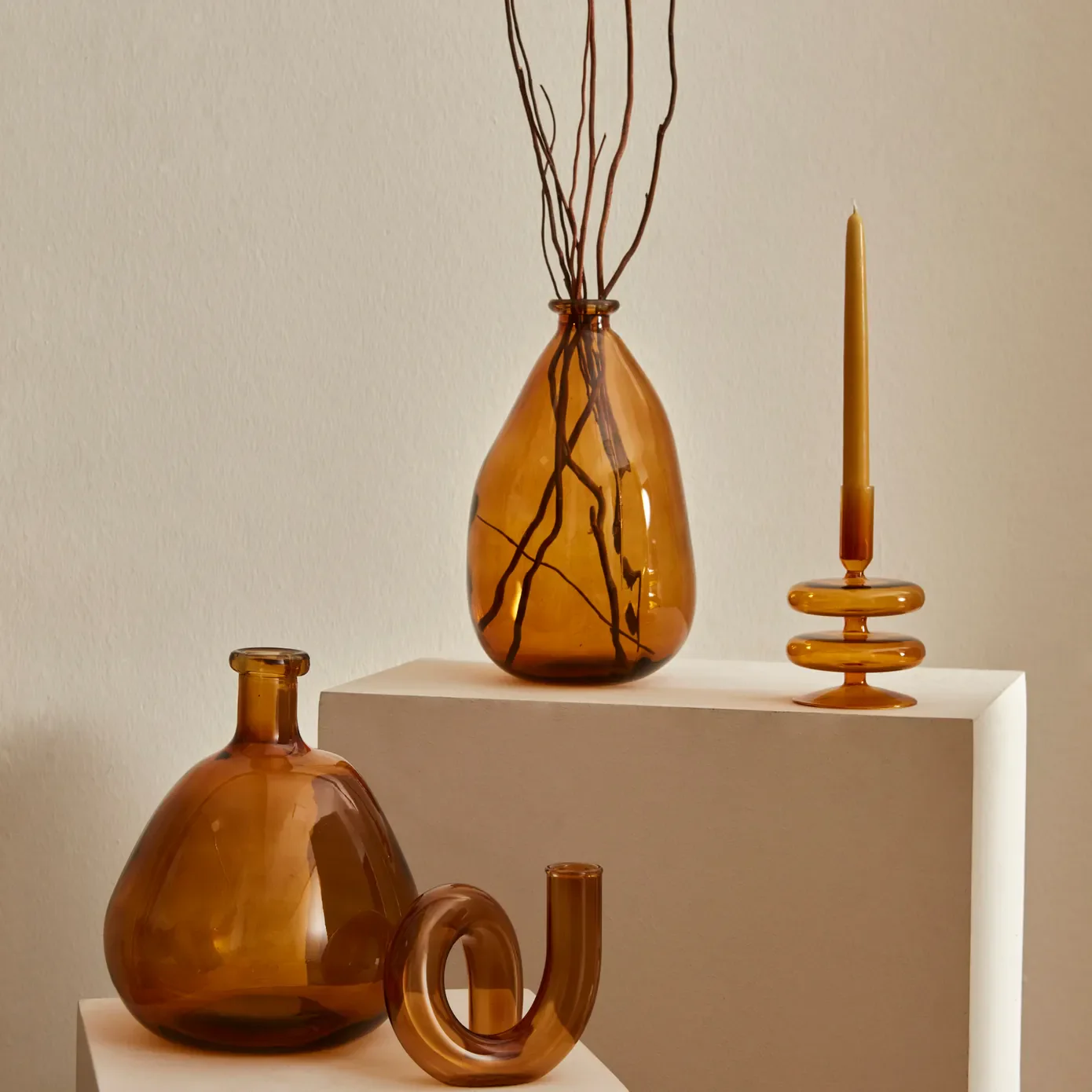 Karaca Amorf Glass Vase, 30cm, Multi - Image 2