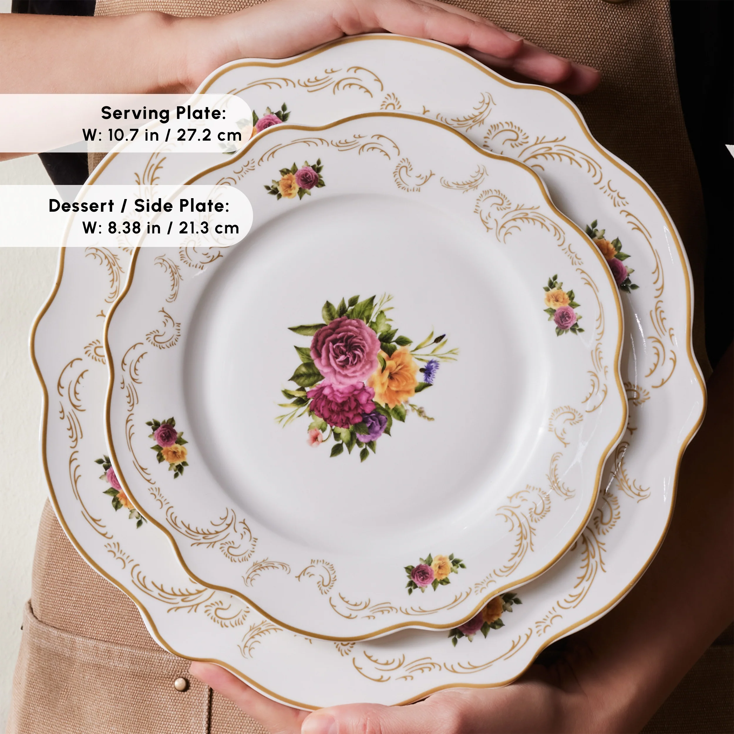 Karaca Forever Bone China Antique 24-Piece Dinner Set for 6 People, Multi - Image 6