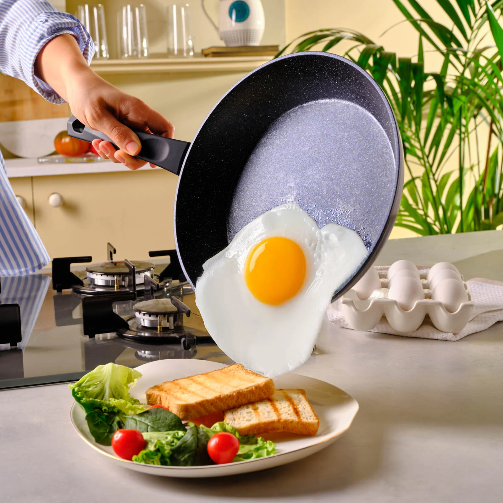 Karaca Aqua Granite Non-Stick Induction Frying Pan, 26cm, Blue - Image 3