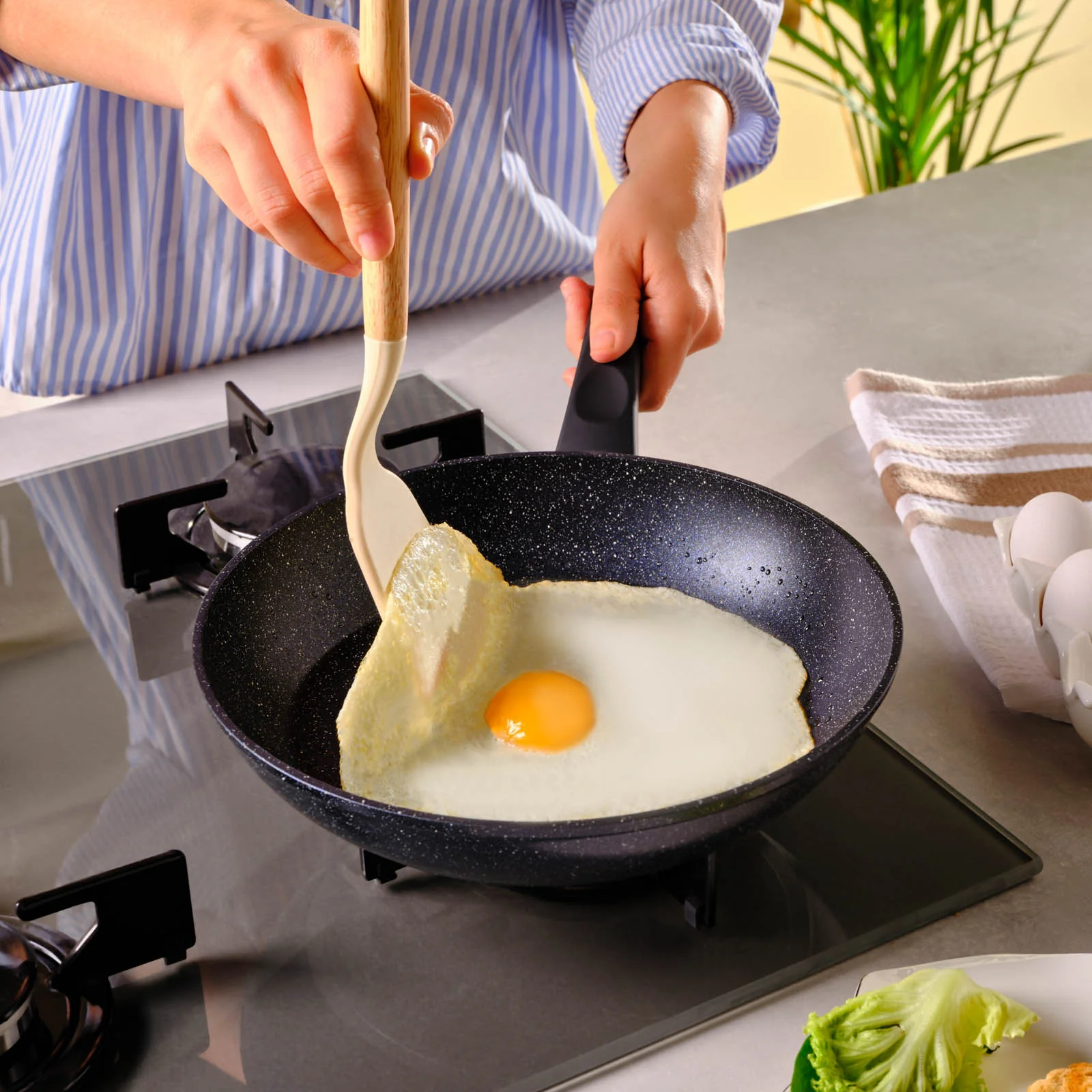 Karaca Aqua Granite Non-Stick Induction Frying Pan, 26cm, Blue - Image 4
