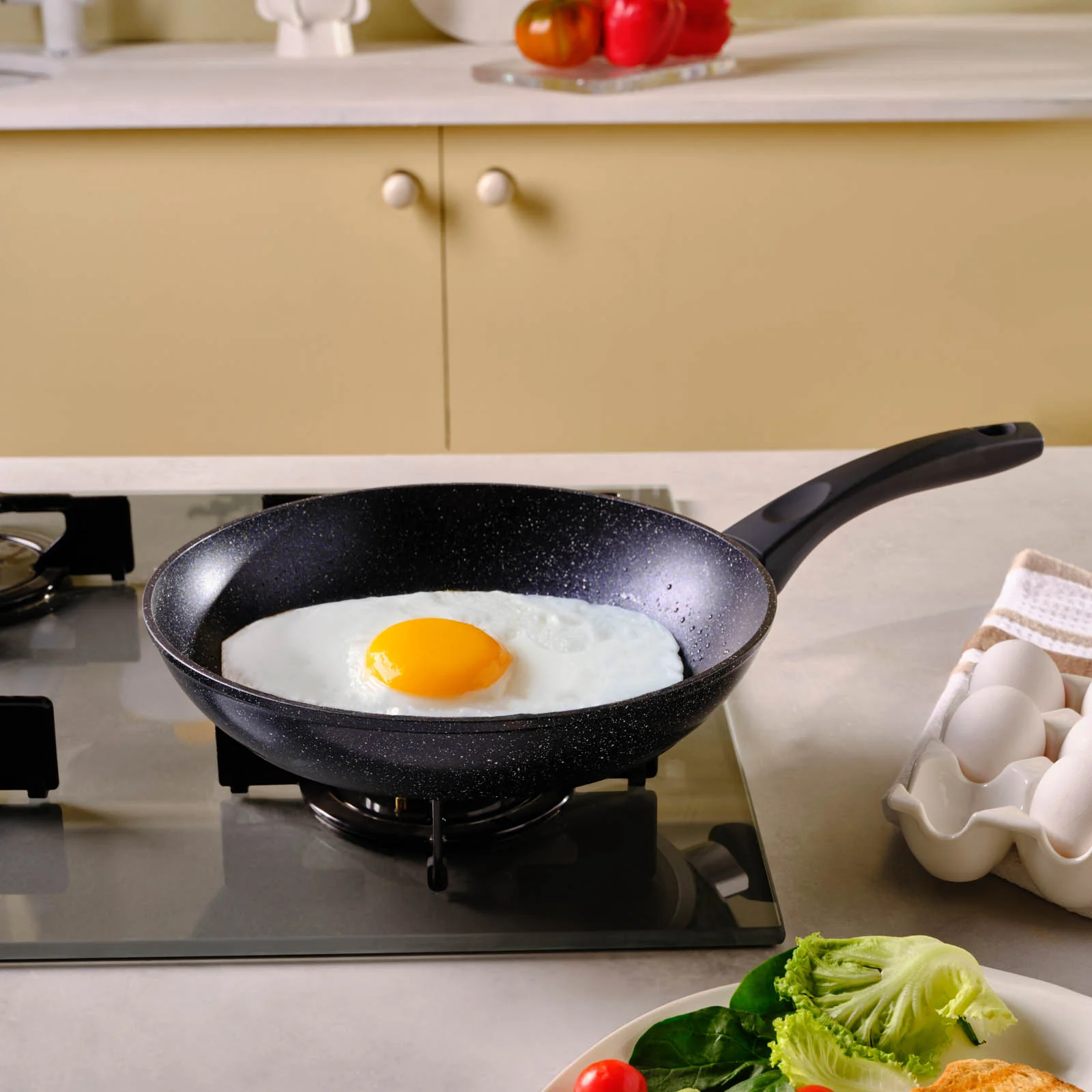 Karaca Aqua Granite Non-Stick Induction Frying Pan, 26cm, Blue - Image 6