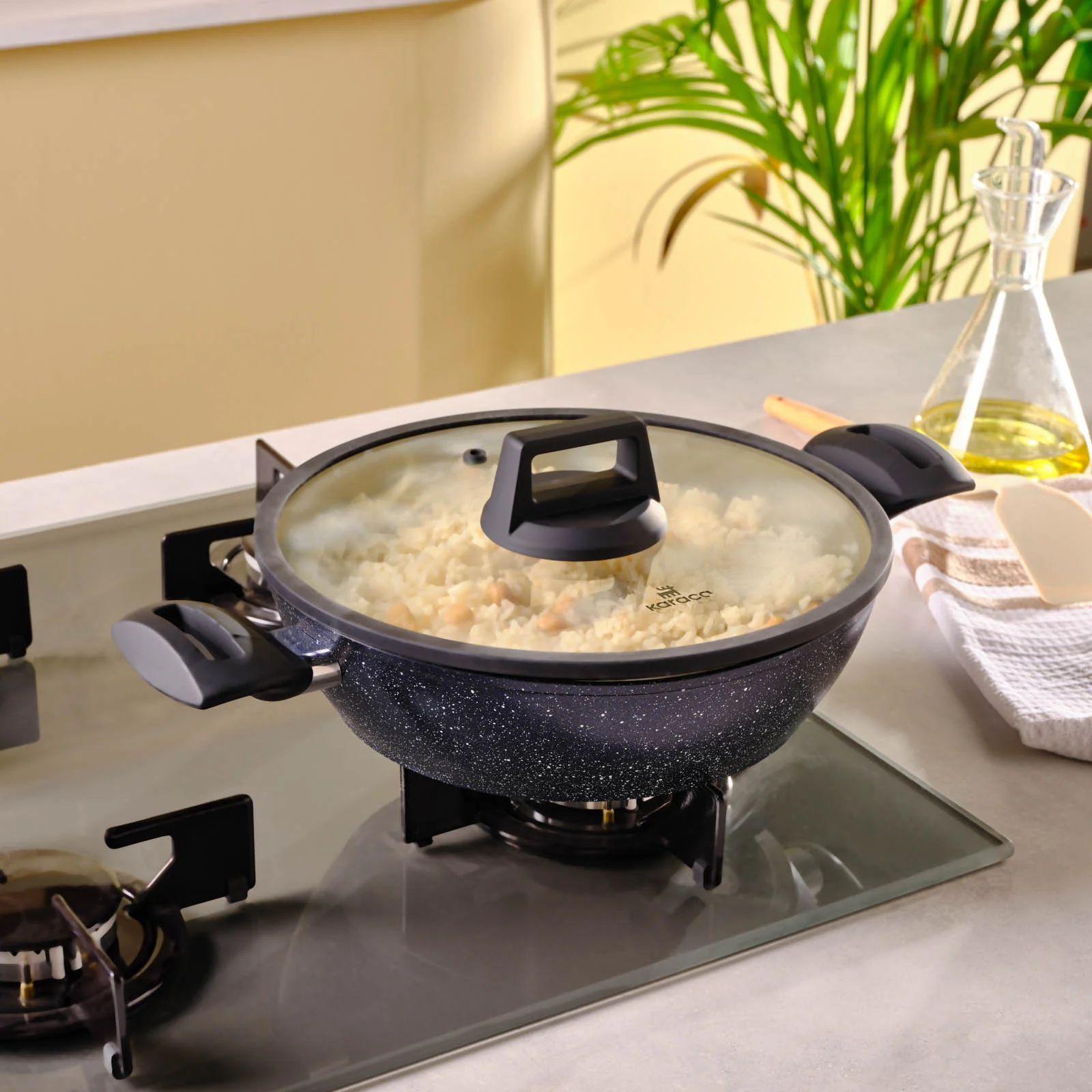 Karaca Aqua Granite Non-Stick Induction Shallow Casserole, 26m, Blue
