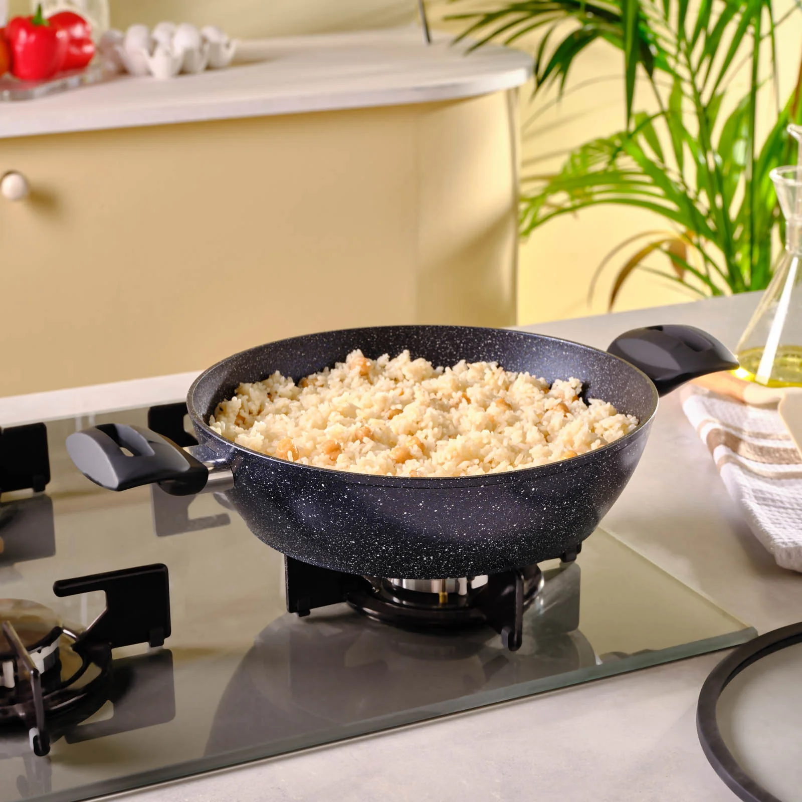Karaca Aqua Granite Non-Stick Induction Shallow Casserole, 26m, Blue - Image 2