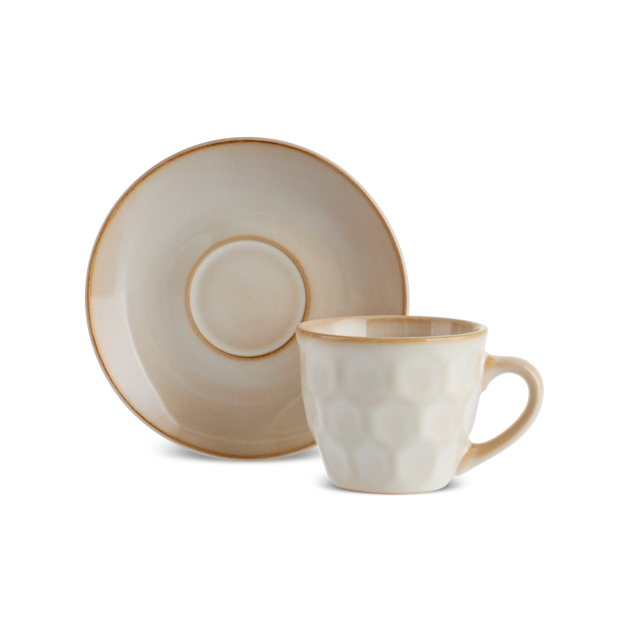 Karaca Aria Reactive Glaze 2-Piece Espresso Turkish Coffee Cup, 90ml, Beige - Image 3