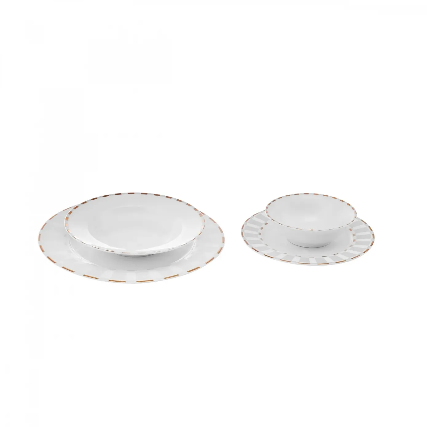 Karaca Aries Metalic 24-Piece Bone China Dinner Set for 6 People, White - Image 7