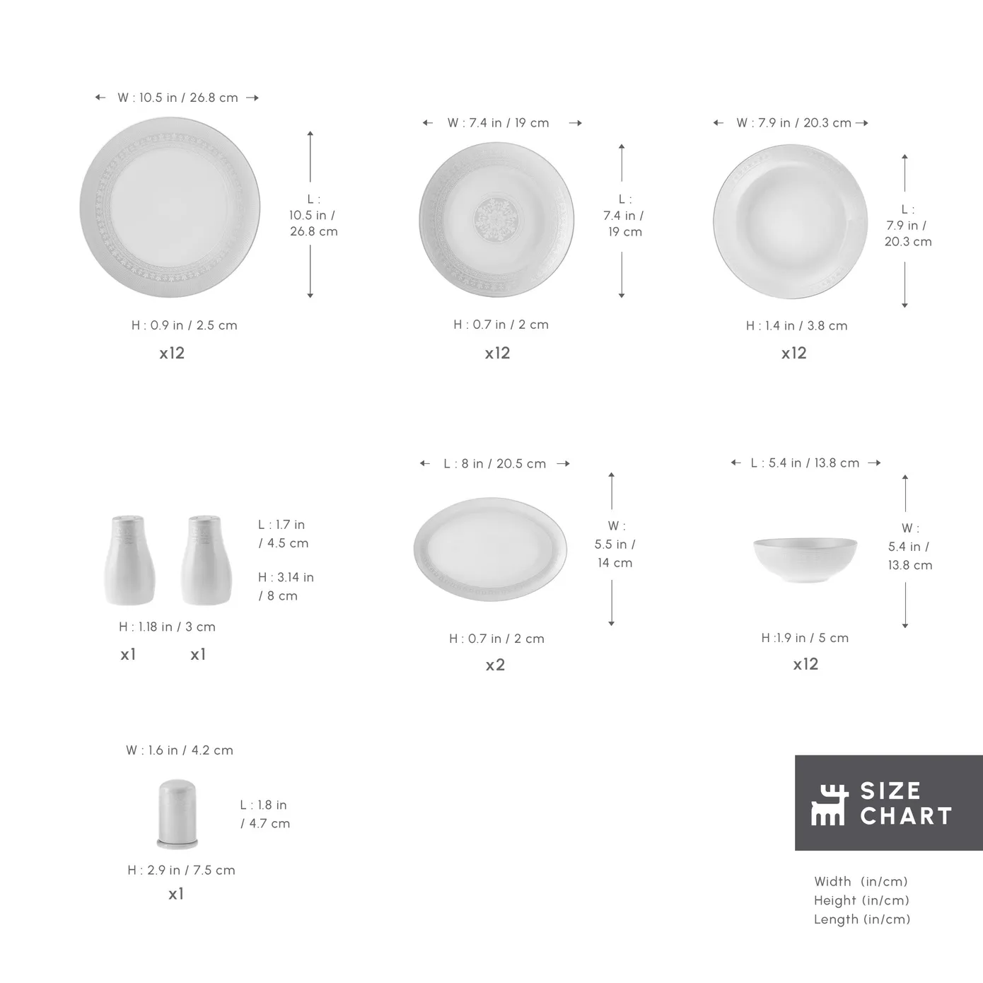 Karaca Arte 53-Piece Bone China Dinner Set for 12 People, White - Image 2