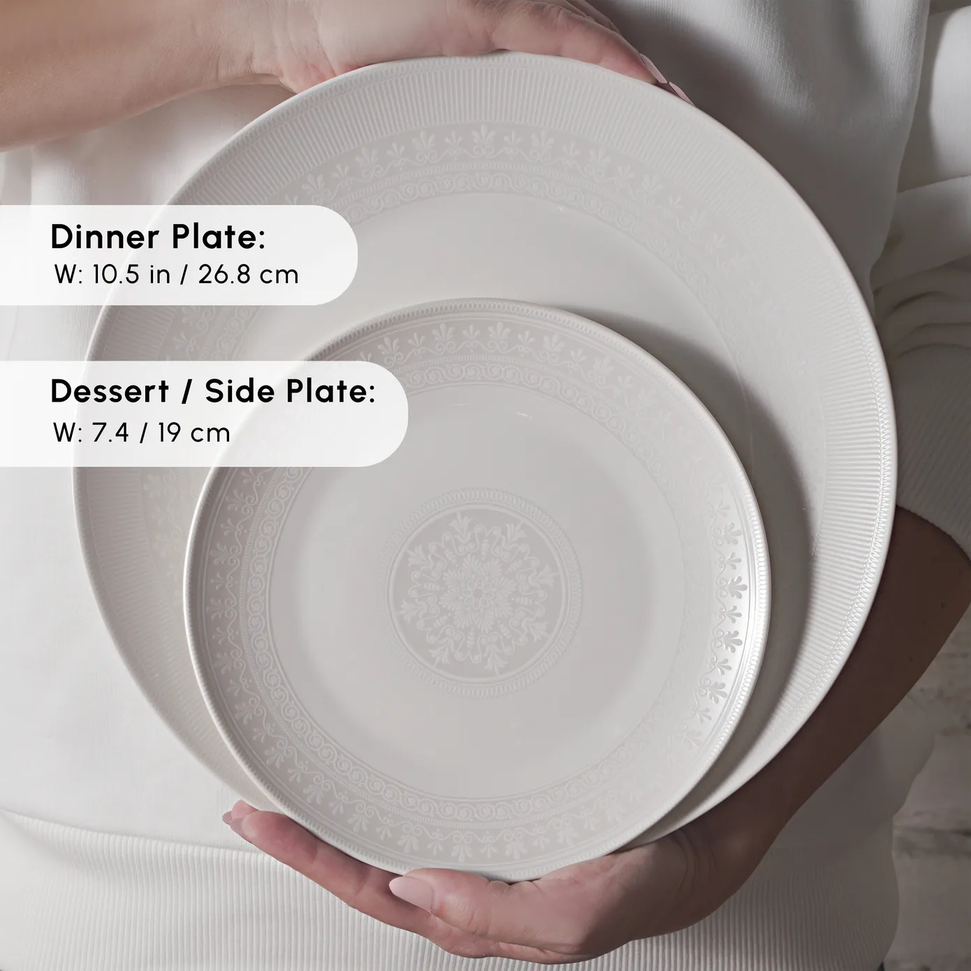 Karaca Arte 53-Piece Bone China Dinner Set for 12 People, White - Image 7