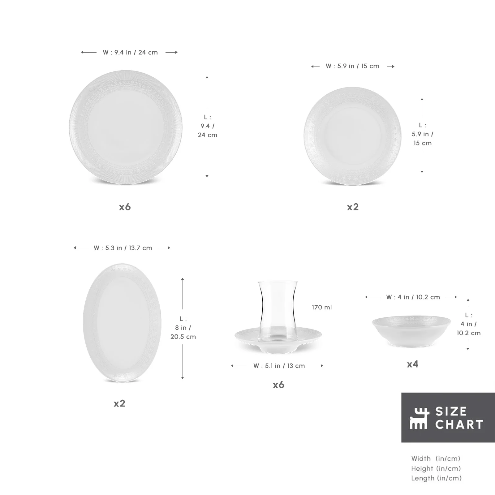 Karaca Bone China Artiste 26-Piece Serveware Set for 6 People, White - Image 2