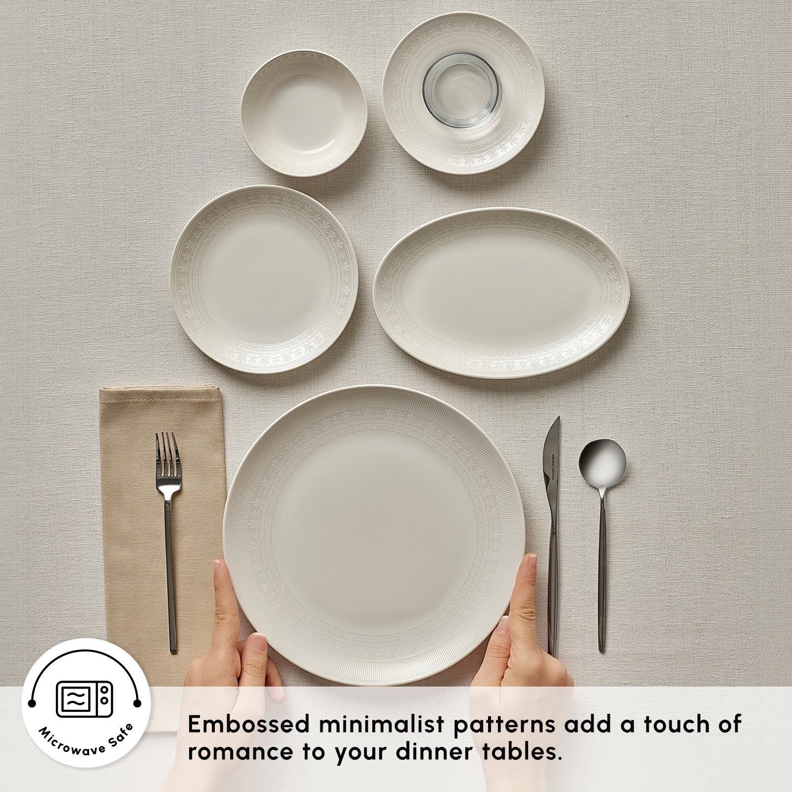 Karaca Bone China Artiste 26-Piece Serveware Set for 6 People, White - Image 5