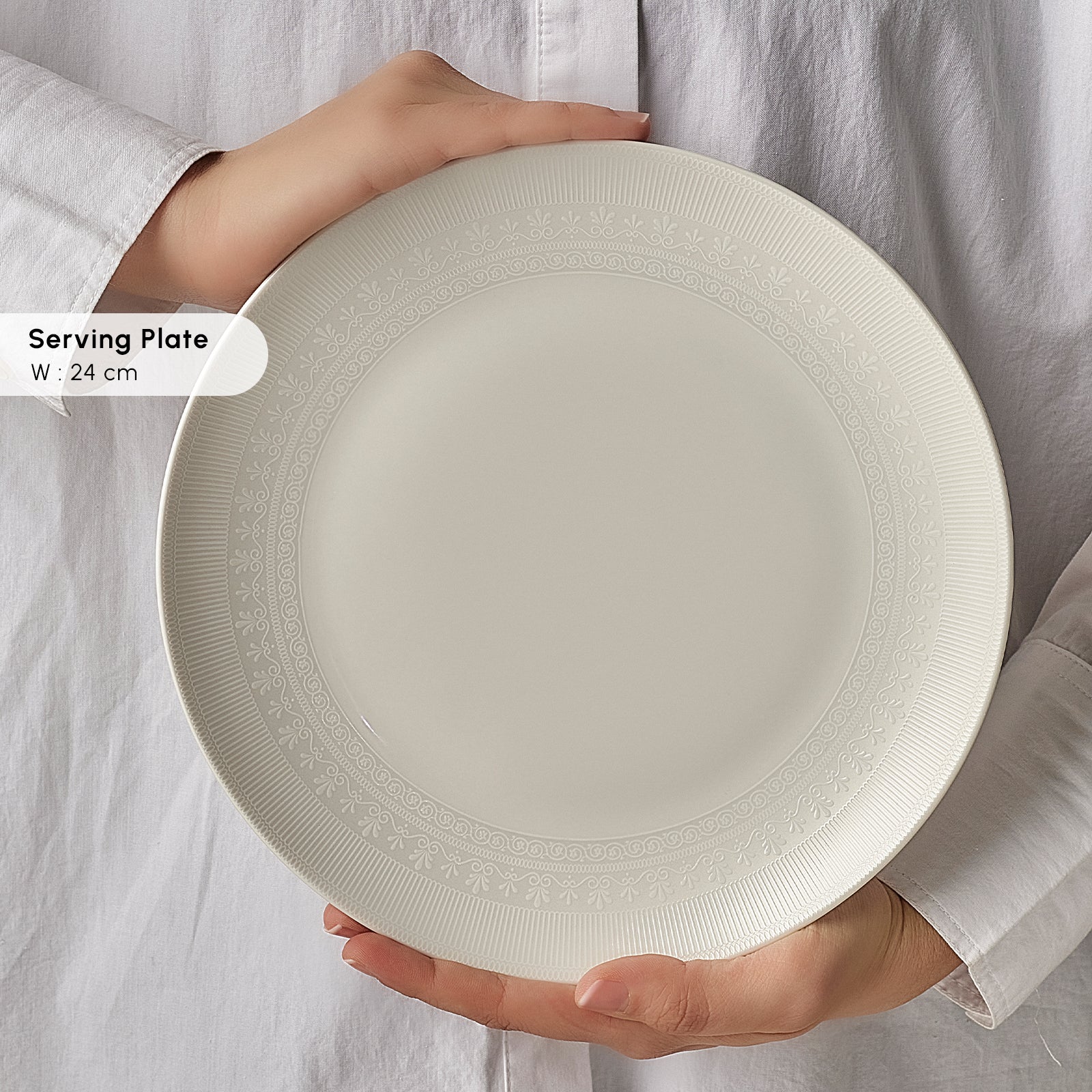 Karaca Bone China Artiste 26-Piece Serveware Set for 6 People, White - Image 6