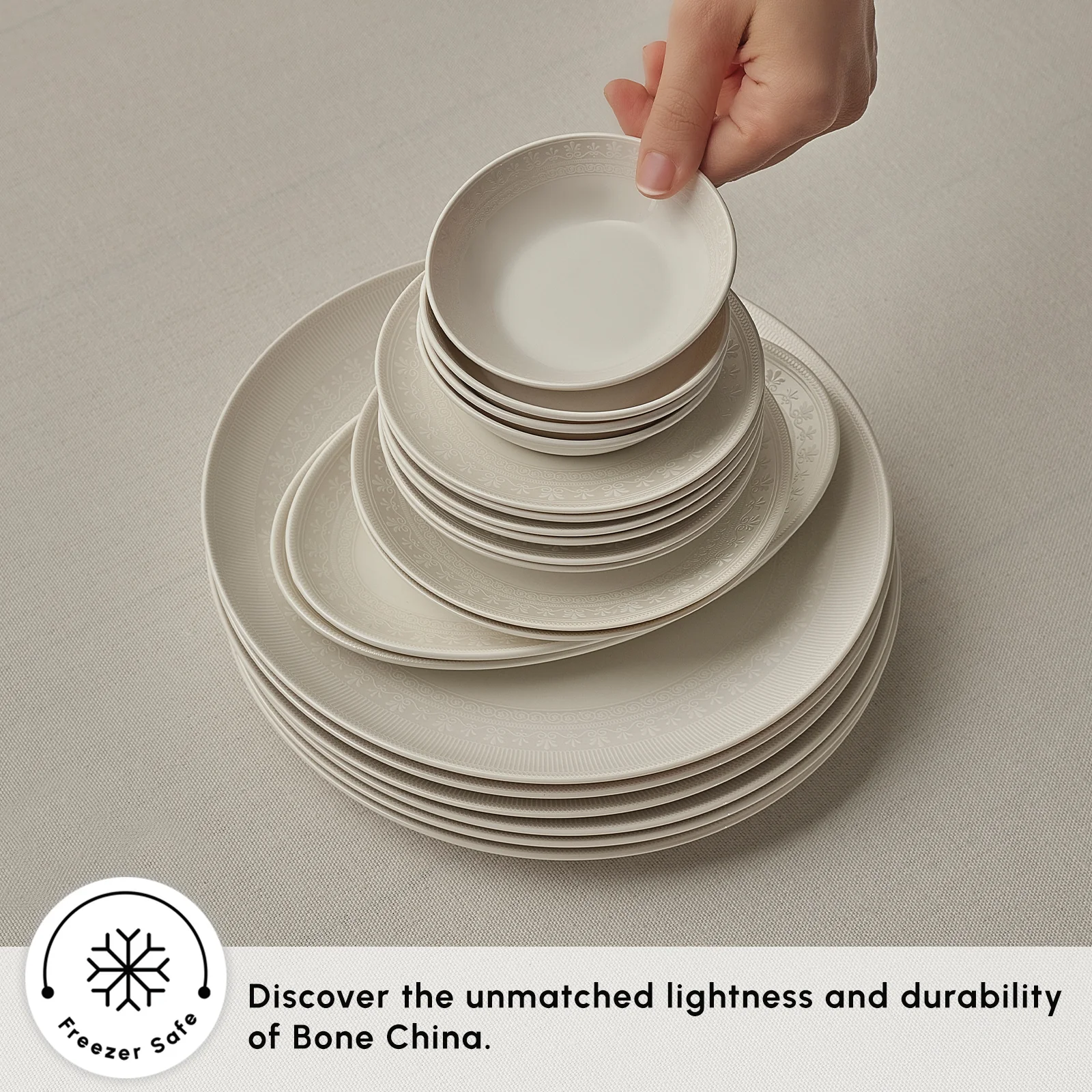 Karaca Bone China Artiste 26-Piece Serveware Set for 6 People, White - Image 7