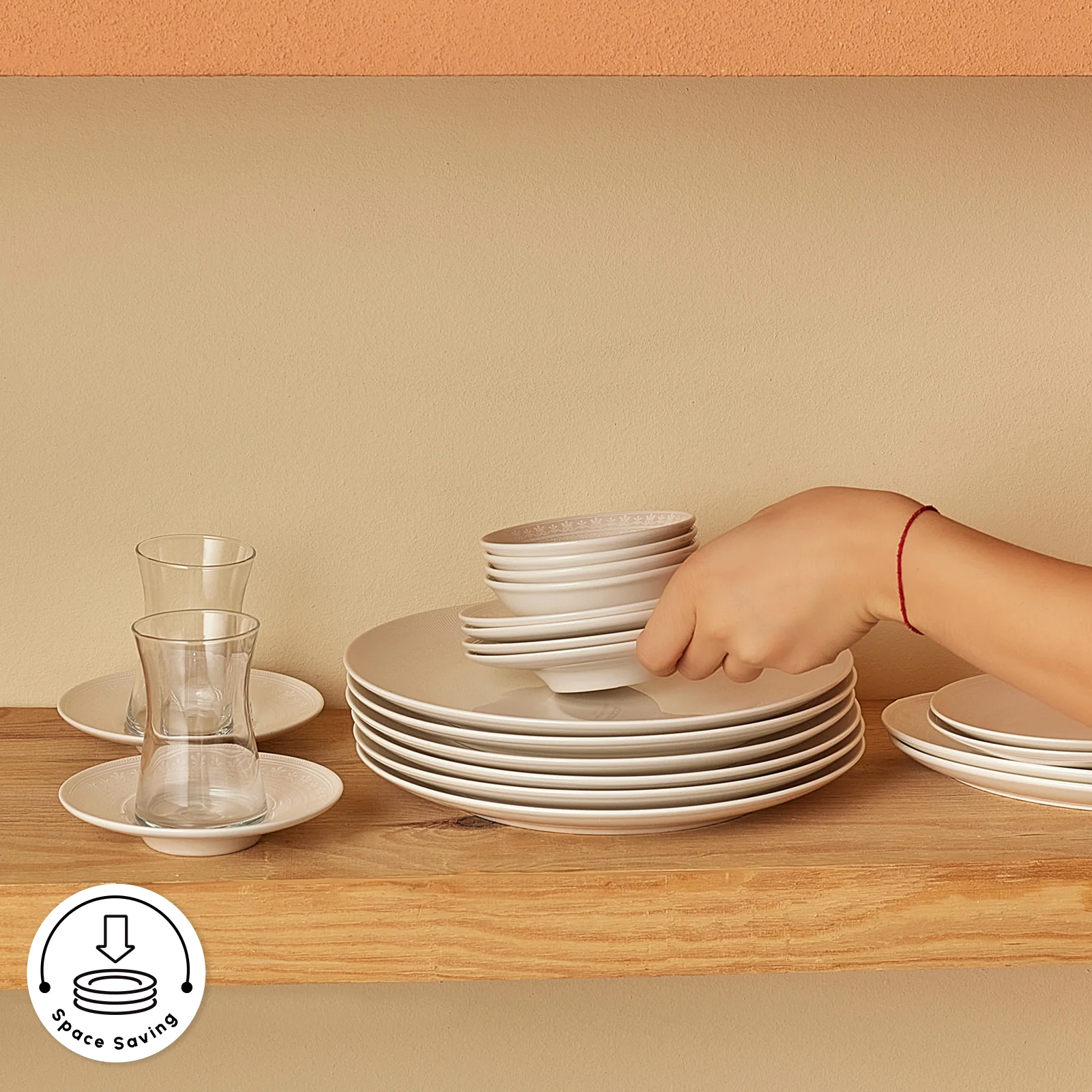 Karaca Bone China Artiste 26-Piece Serveware Set for 6 People, White - Image 8