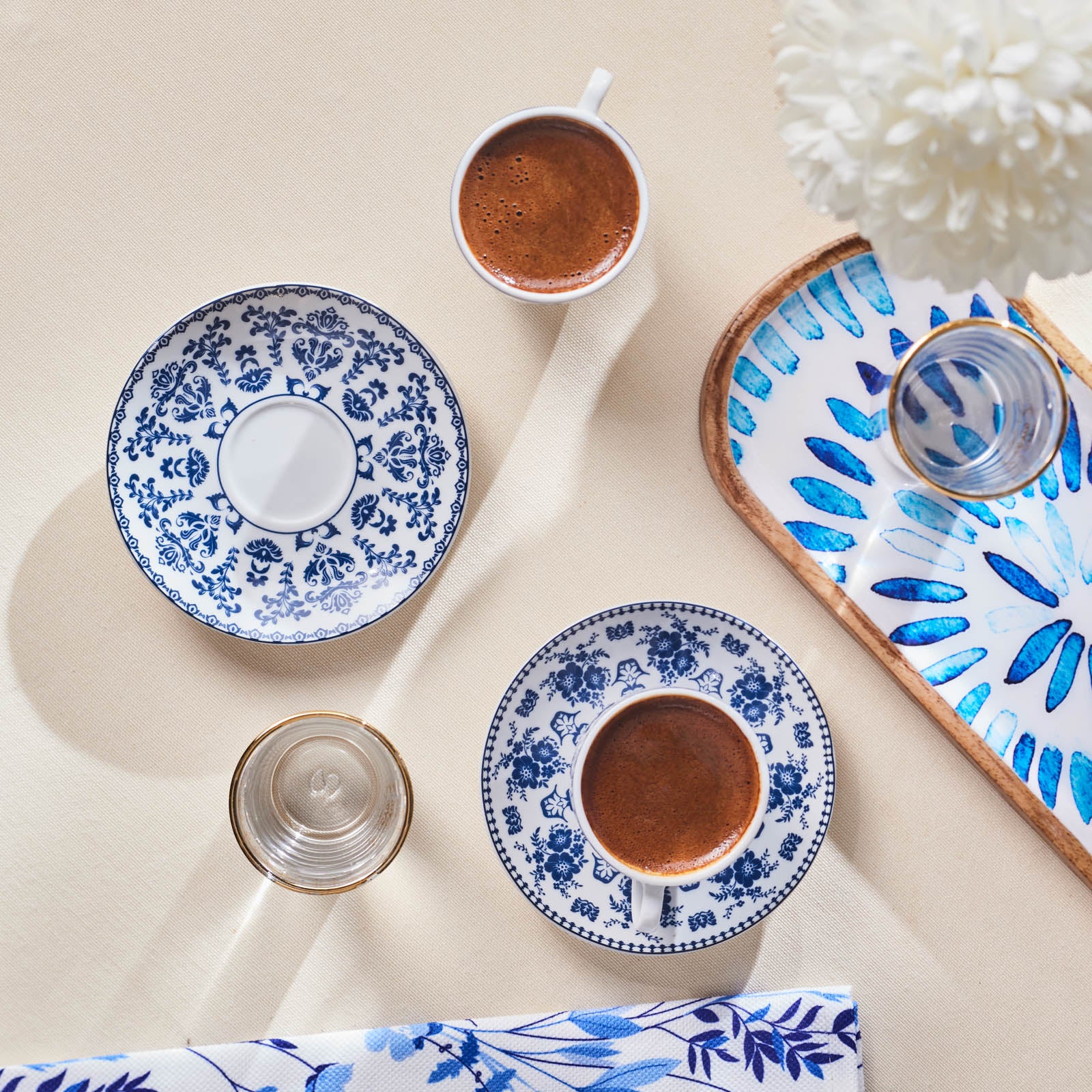 Karaca Aster 4-Piece Porcelain Espresso Turkish Coffee Cup Set for 2 People, 100ml - Image 2