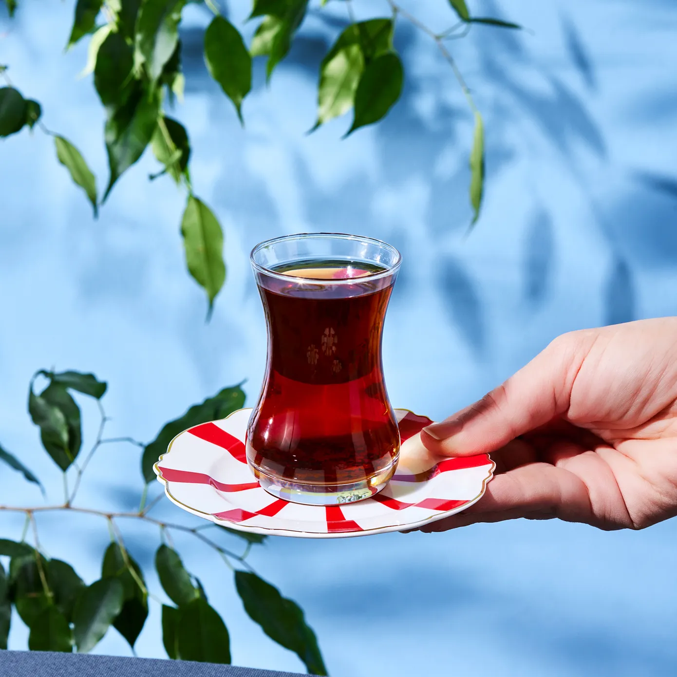 Karaca Astley 12-Piece Tea Glass and Saucer Set for 6 People, 110ml, Red - Image 3