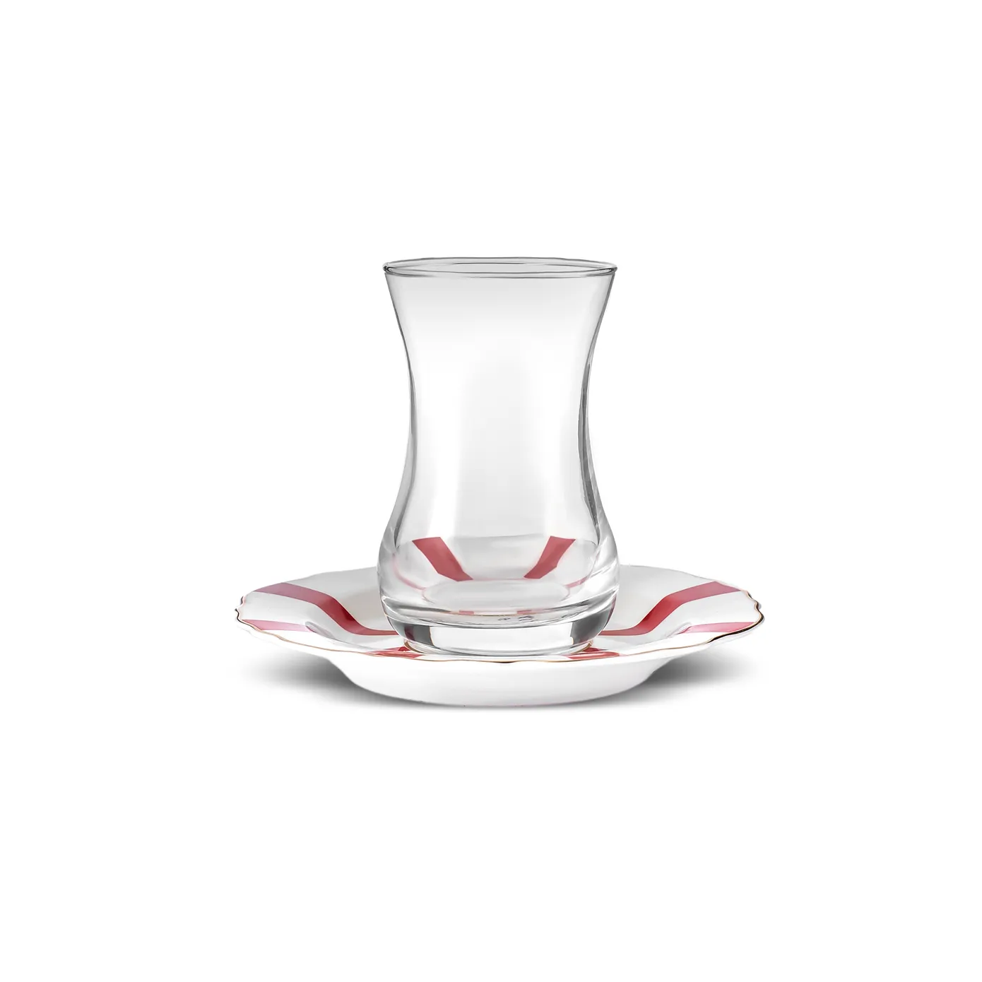 Karaca Astley 12-Piece Tea Glass and Saucer Set for 6 People, 110ml, Red - Image 6