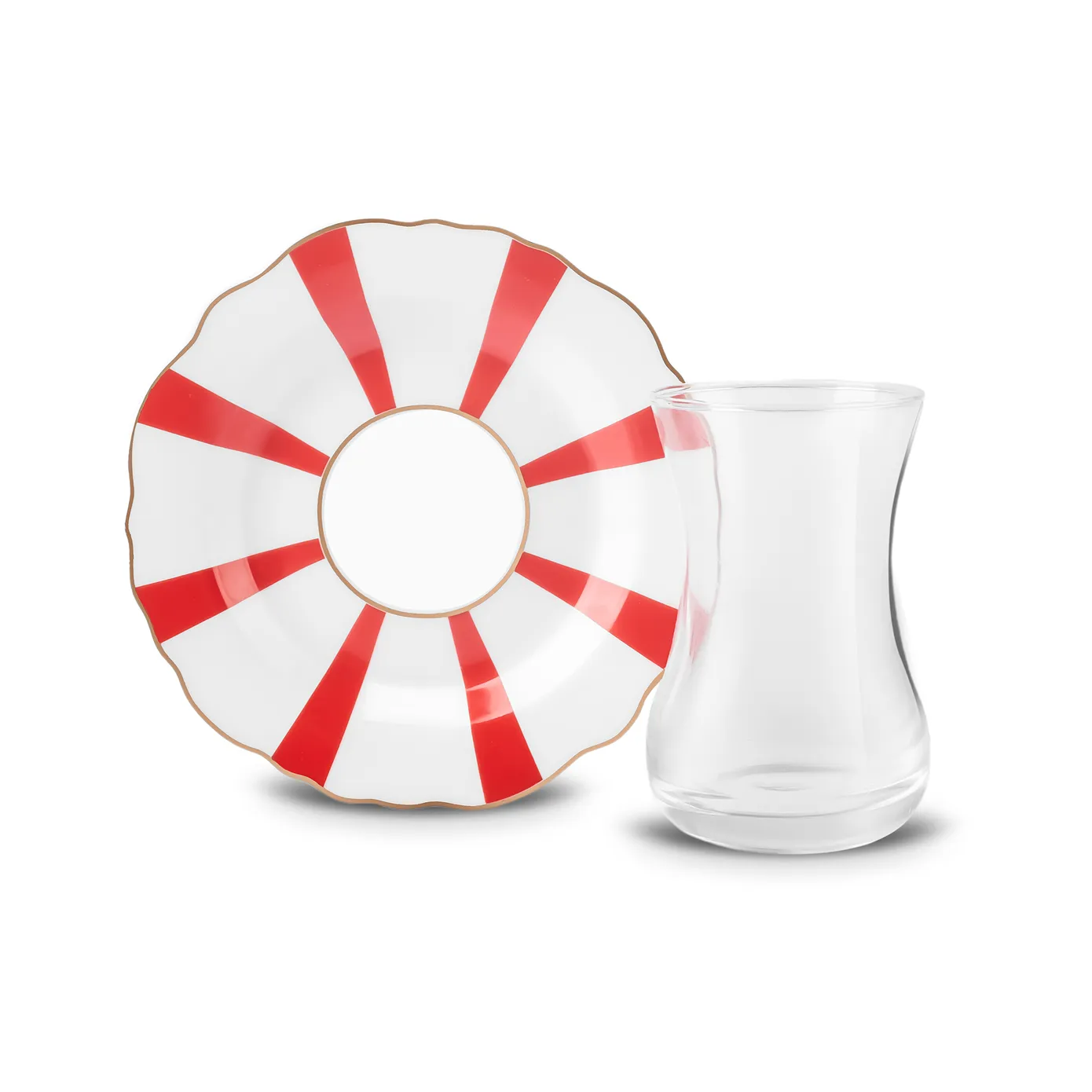 Karaca Astley 12-Piece Tea Glass and Saucer Set for 6 People, 110ml, Red - Image 7