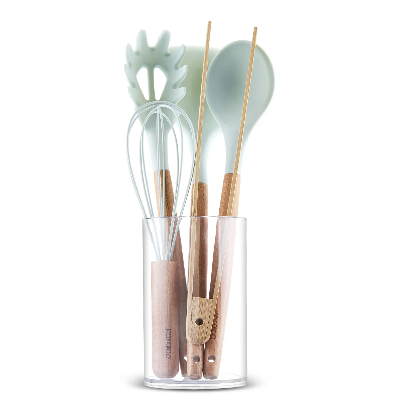 Karaca Aura 6-Piece Kitchen Utensil Set with Stand , Green