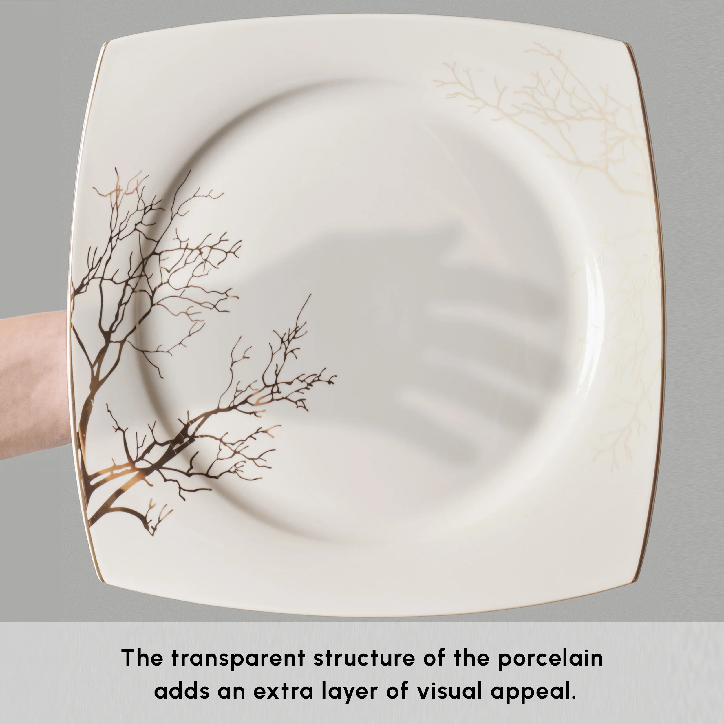 Karaca Square Bone China Autumn 53-Piece Dinner Set for 12 People, White - Image 4