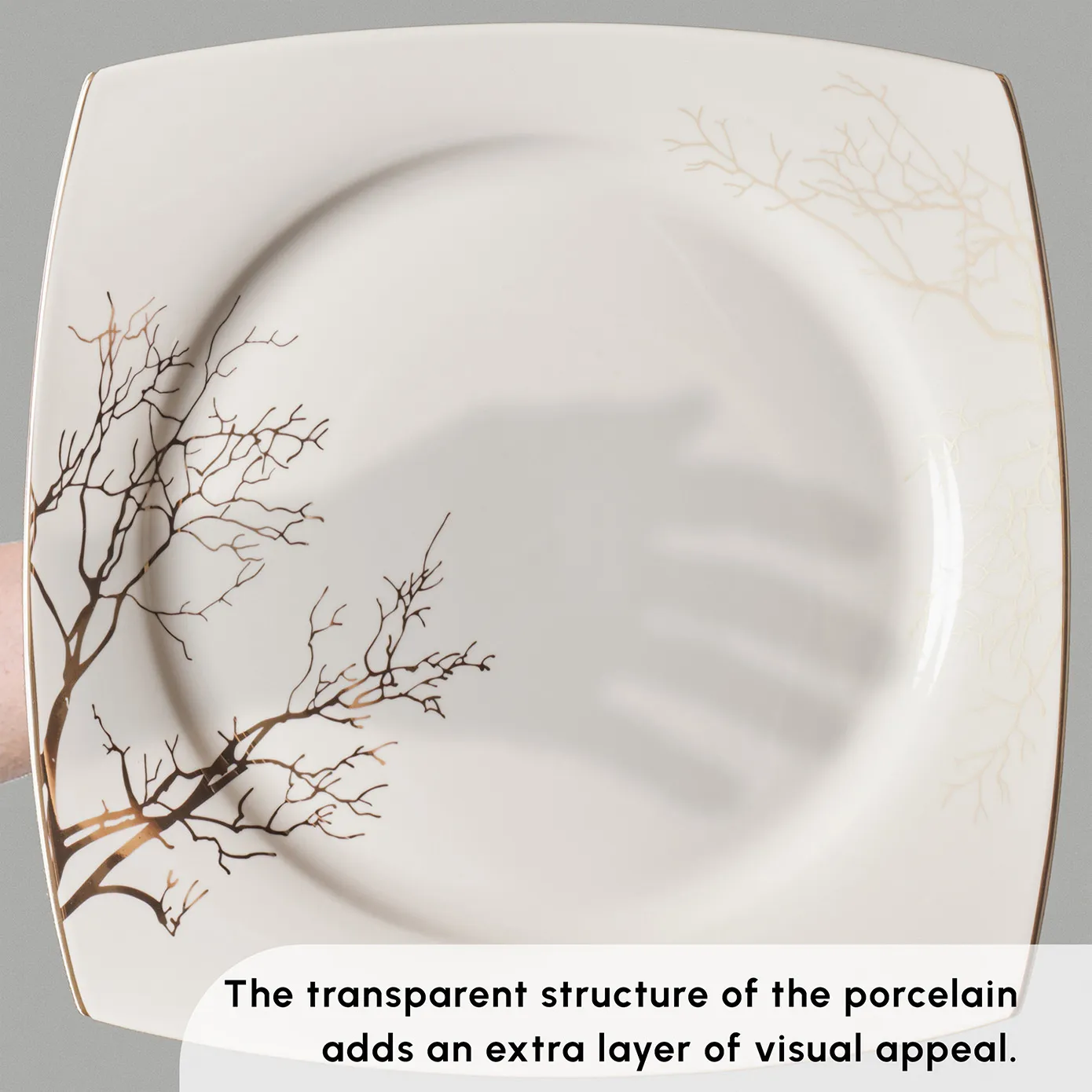 Karaca Square Bone China Autumn 57-Piece Dinner Set for 12 People, White Multi - Image 5